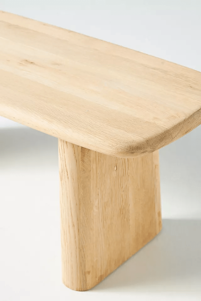 Hand Carved Kalle Sculptural Dining Bench - Solid Wood Modern Kitchen Bench with Backrest | Farmhouse Dining Room Furniture for Kitchen Island, Breakfast Nook & Entryway Seating