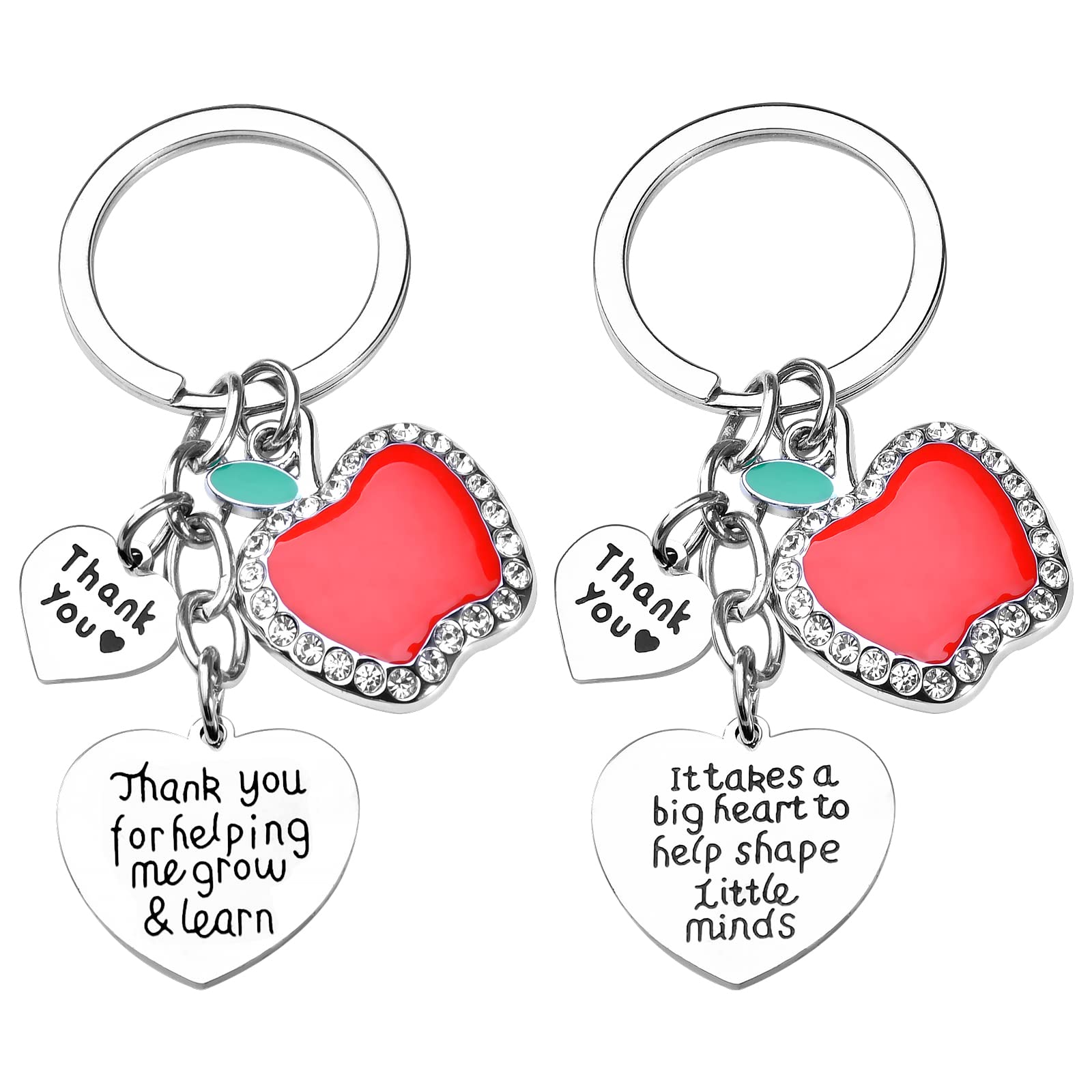 Bulk Teacher Appreciation Gifts for Women - 2 Pack Apple Keychain Set for Educators, Students, Professors | Perfect for Graduation, Thanksgiving, Retirement, Birthday, Christmas Stocking Stuffers | Ideal Classroom, Office & School Gifts