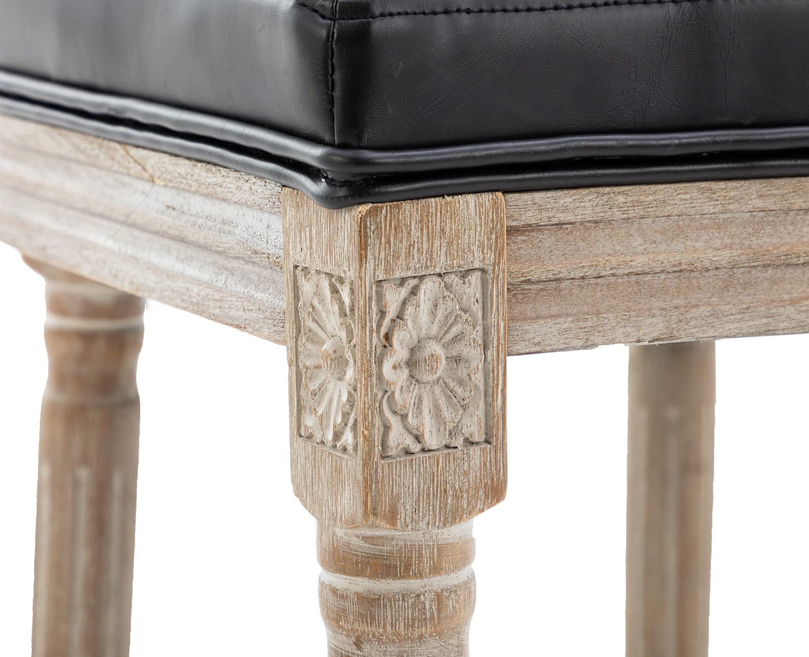 Kmax Dining Room Chairs Set of 2 - PU Leather French Chairs with Rattan Round Back for Kitchen, Living Room & Farmhouse Decor - Black | Elegant Seating for Dining, Entertaining & Home Office