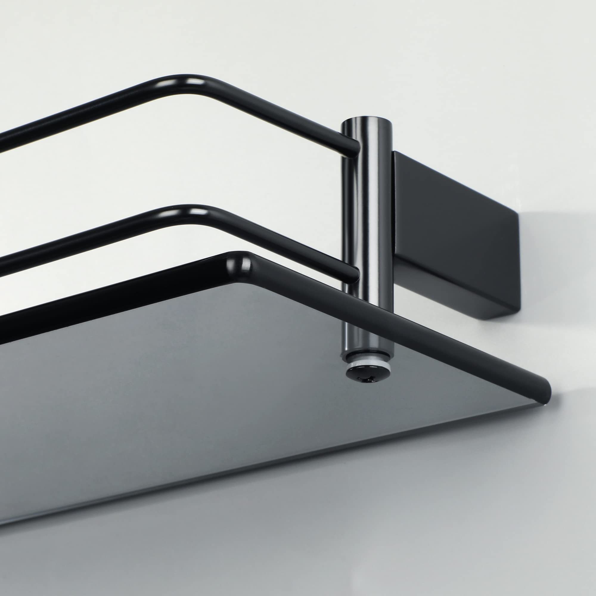 16-Inch Bathroom Glass Shelf Wall Mount - SUS 304 Stainless Steel Matte Black Shower Storage Rack for Shampoo, Soap & Toiletries - Perfect for Shower, Bathtub & Spa Organization