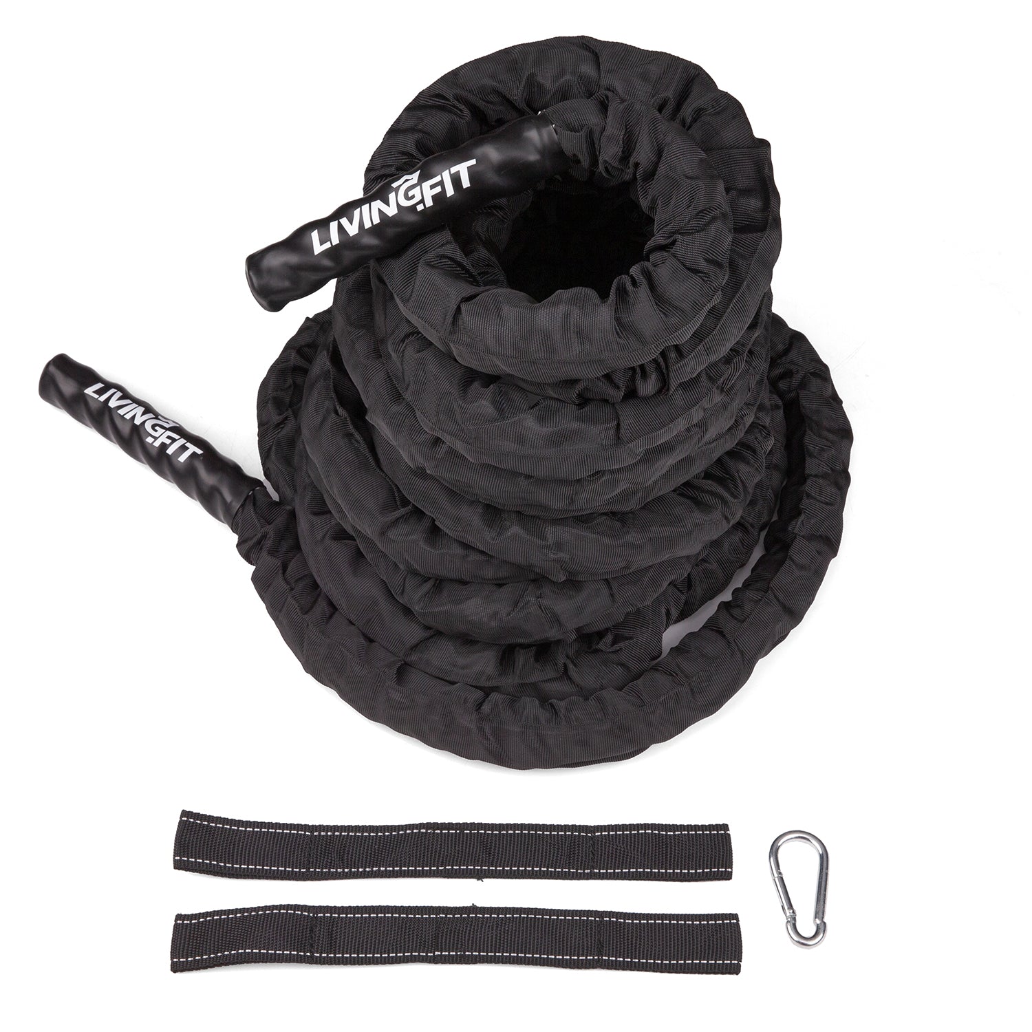 1.5 Inch Battle Ropes - Heavy Duty Canvas Covered Exercise Ropes for CrossFit, Gym Workouts & Home Fitness Training