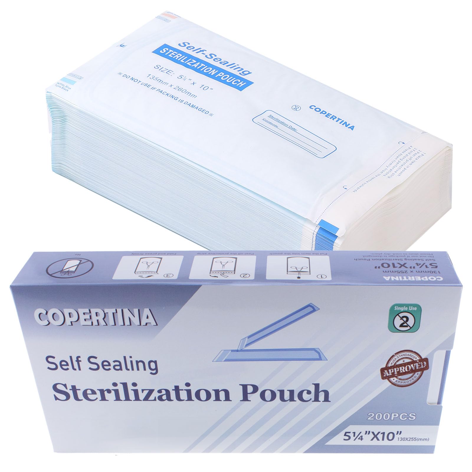 200PCs Self Seal Sterilization Pouches 5.25