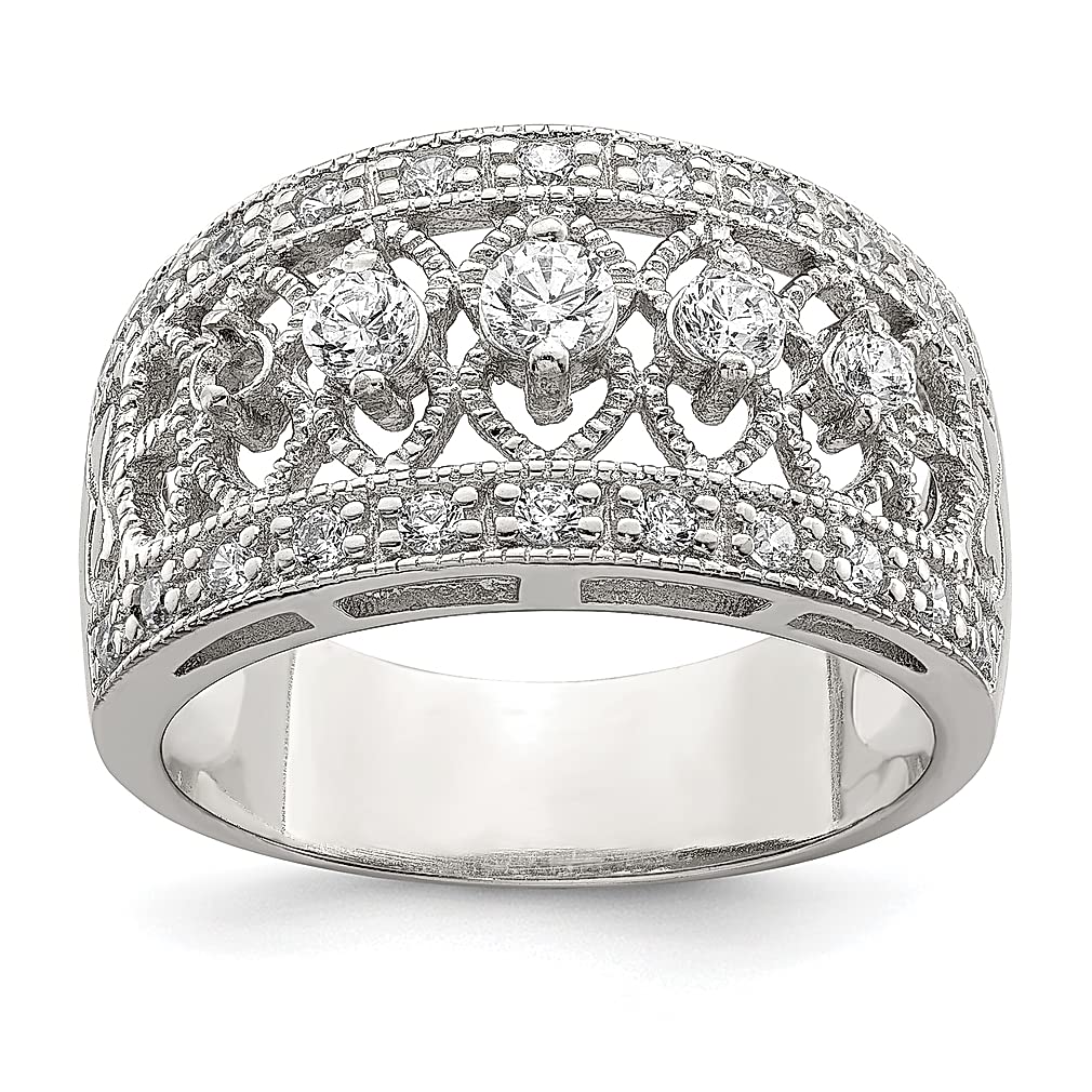 925 Sterling Silver Cubic Zirconia Vintage Band Ring for Women - Elegant CZ Jewelry Gift for Her - Perfect for Anniversaries, Birthdays & Special Occasions