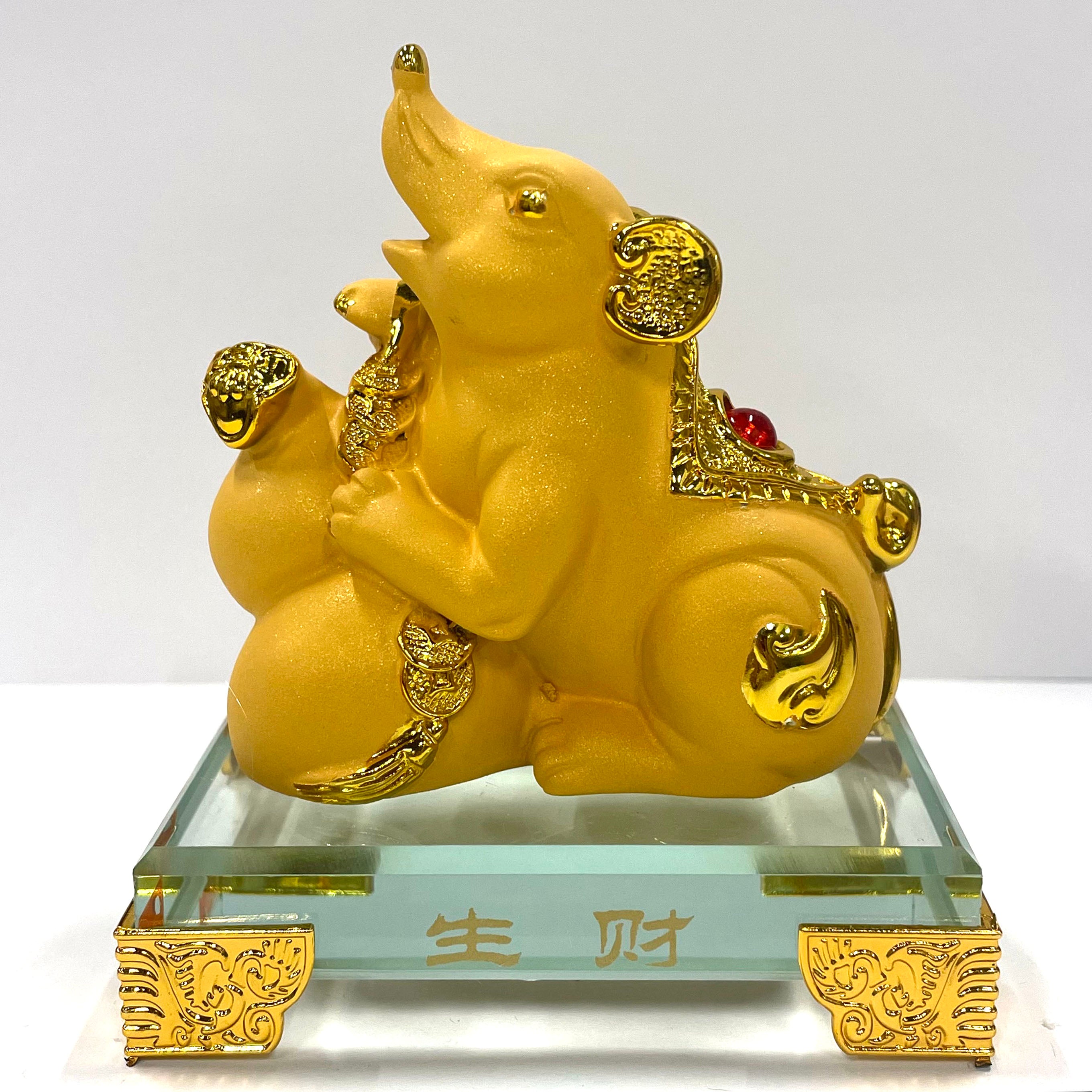 Chinese New Year Zodiac Rat Glass Figurine - Handcrafted Collectible for Home Decor, Office Display & Holiday Gifts