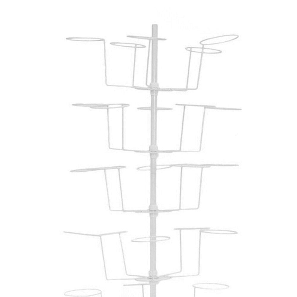 DYRABREST 7-Tier Metal Hat Display Stand - Adjustable Freestanding Rotating Hat Rack with 4 Wheels - Holds 35 Hats (White) - Perfect for Retail Stores, Boutiques & Home Hat Organization