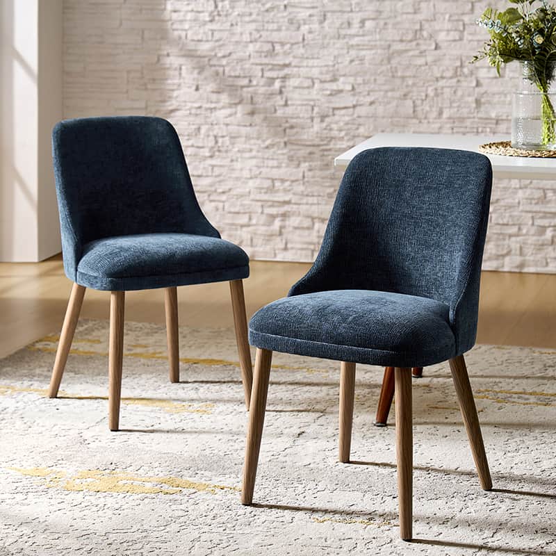 Zara Dining Chairs Set of 2/4/6 - Modern Curved Backrest with Natural Wood Legs & Plush Cushion - Perfect for Kitchen, Dining Room, or Breakfast Nook