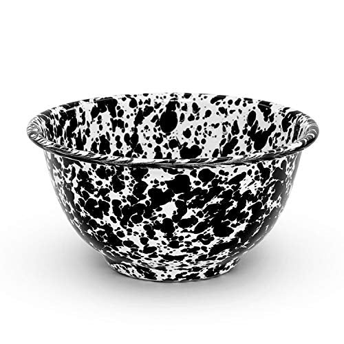 Premium Black Marble Enamel Bowls Set of 4 - 14oz Small Porcelain Dishes for Salads, Desserts & Snacks - Durable Kitchenware for Home, Camping & Picnics