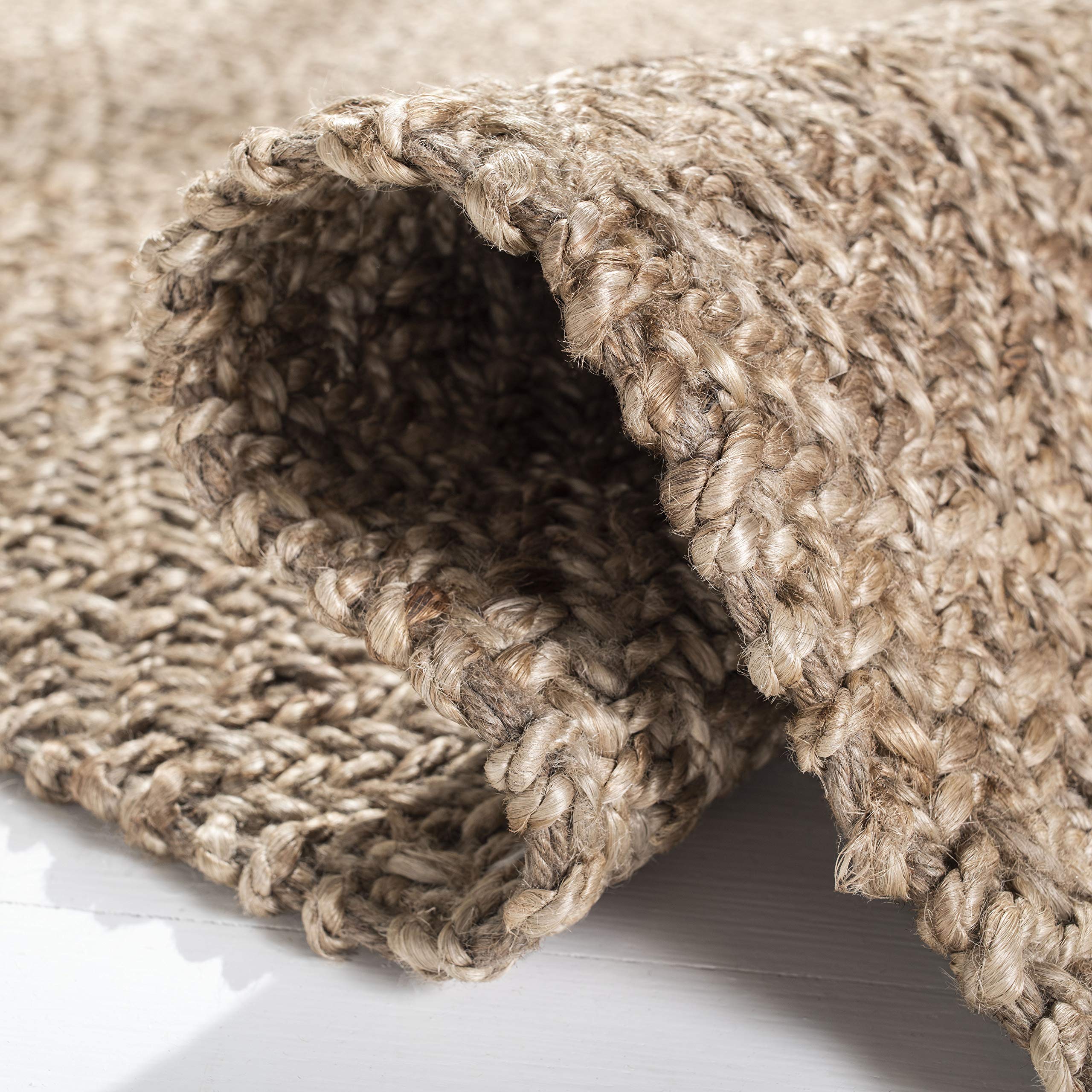 SAFAVIEH Handmade Natural Jute Area Rug 8' x 10' - Grey & Neutral Woven Fringe, Eco-Friendly Fiber for Living Room, Bedroom, Dining Room | Durable for High Traffic Areas, Boho Home Decor & Cozy Floor Covering