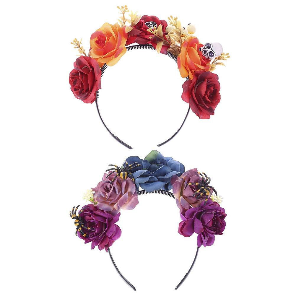 2 Pcs Floral Hair Headdress for Women - Boho Headband for Halloween, Bar Party, Festival & Cosplay - Perfect for Costume Accessories, Photo Props & Themed Decorations