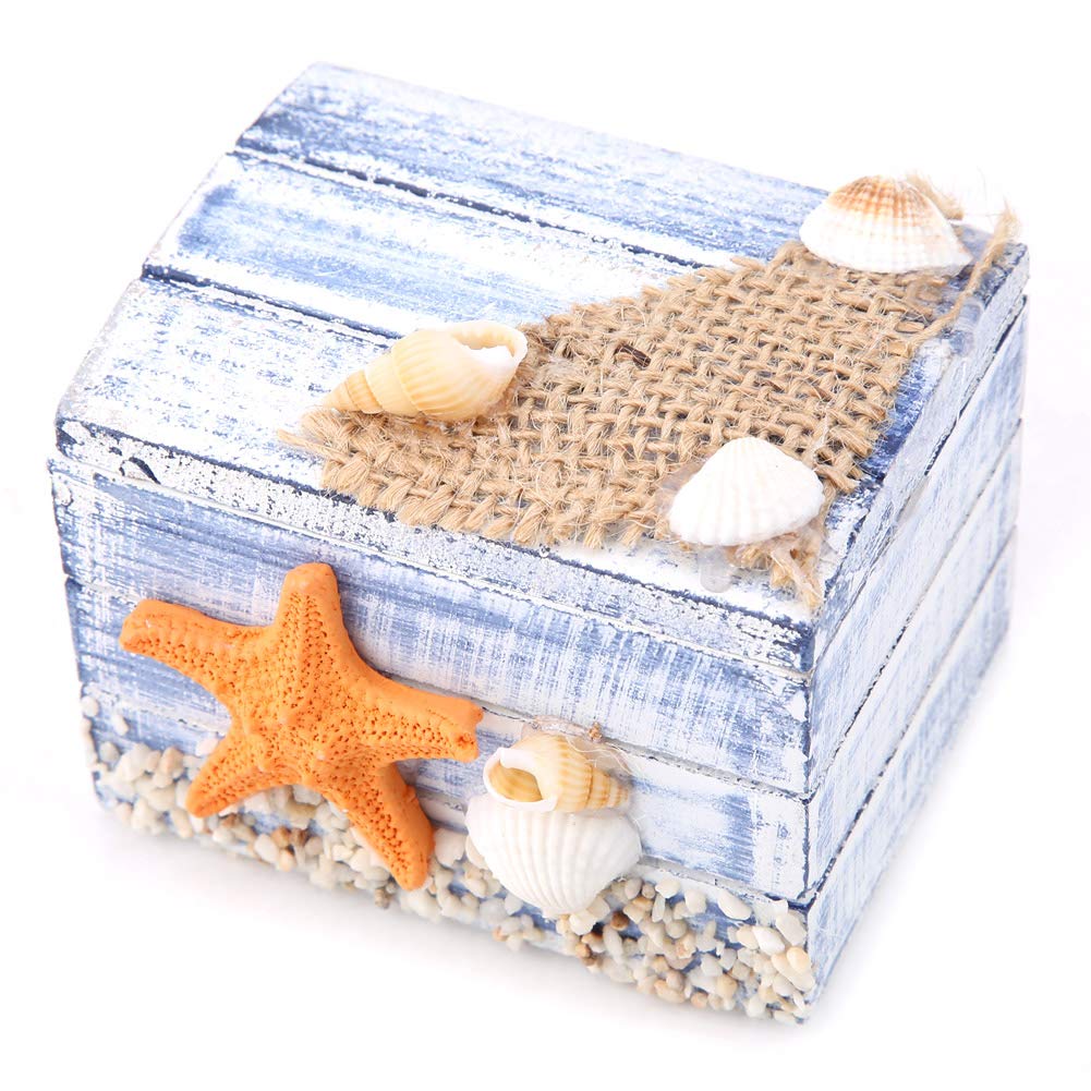 FIYO Wooden Keepsake Storage Box - Starfish Design Jewelry Organizer for Crafts, Candy, and Trinkets | Perfect for Home Decor, Gift Giving & DIY Projects