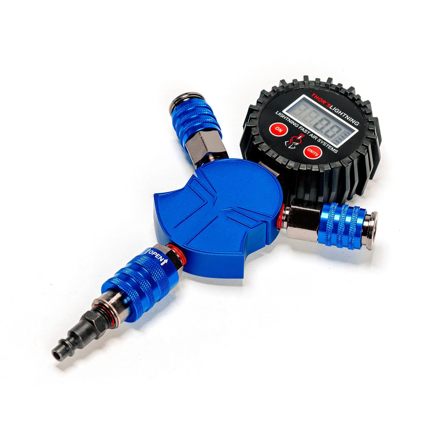 Thor's Lightning Rapid 2-Tire Air Inflation & Deflation System with APEX RPV Lock-On Air Chucks - Short Stem in Candy Blue | Fast Tire Pressure Adjustment for Off-Road Vehicles, ATVs & Motorcycles