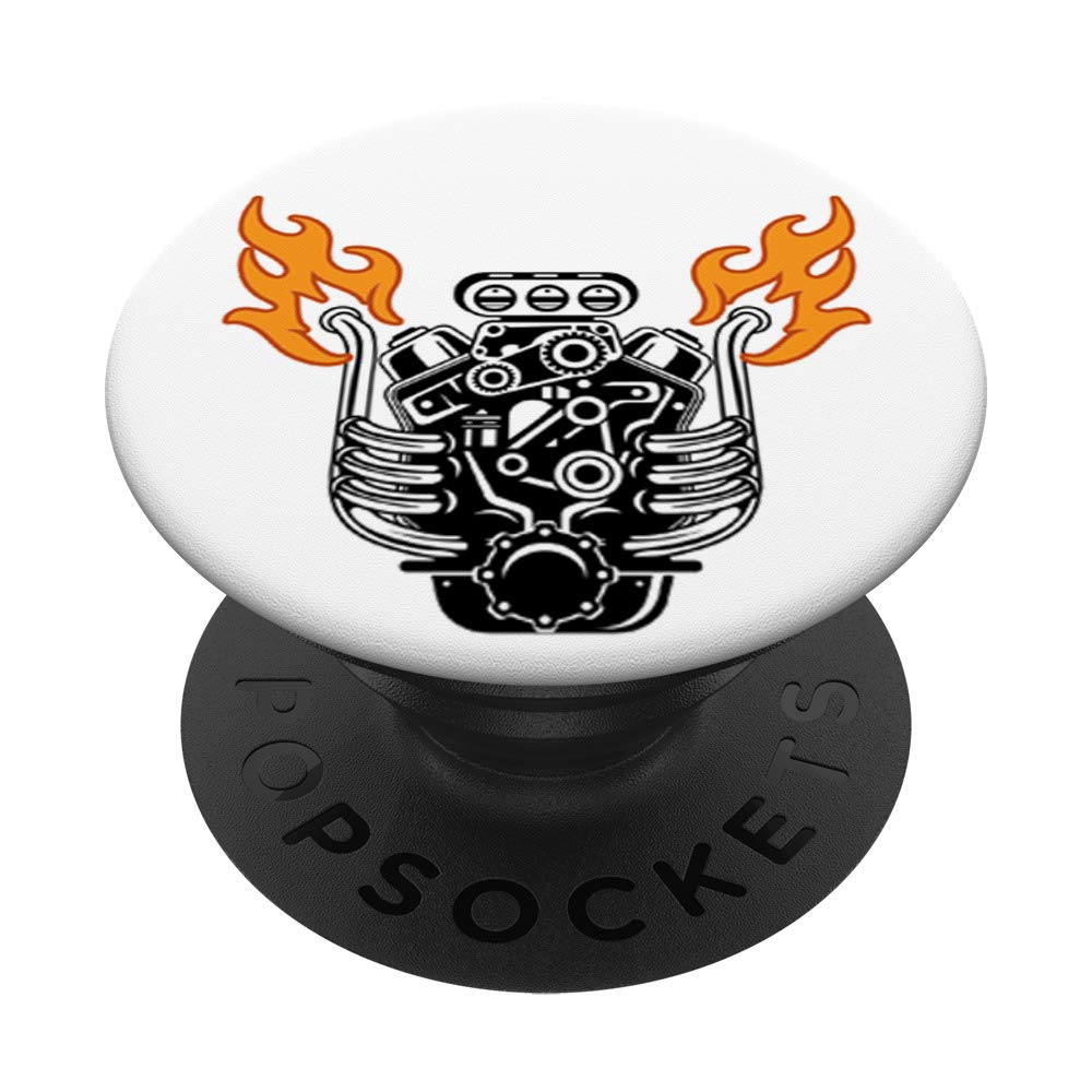 Hot Rod Engine Design PopSockets PopGrip - Interchangeable Phone Grip & Stand for iPhone, Samsung, Smartphones | Perfect for Car Enthusiasts, Road Trips & Hands-Free Use