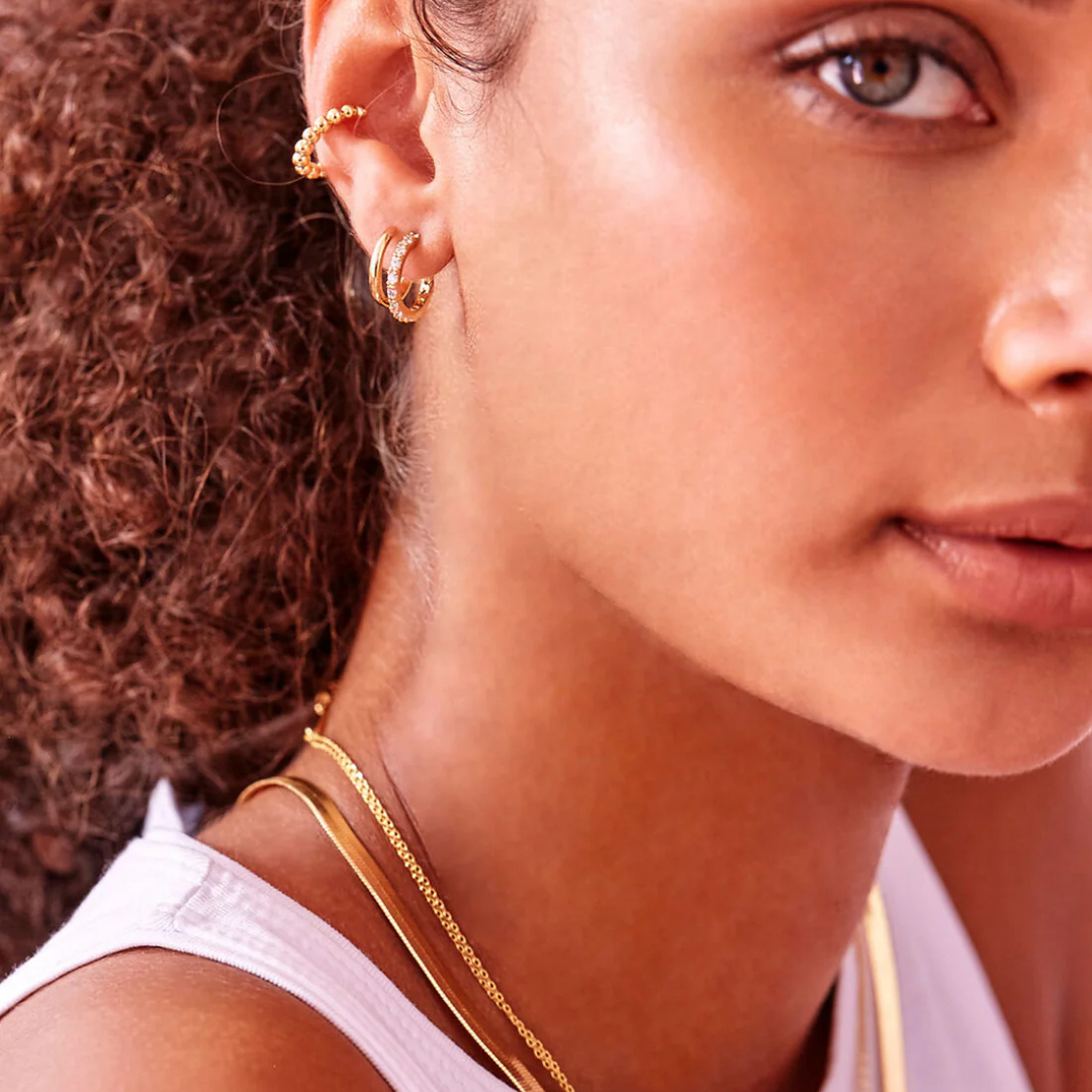 Estella Bartlett Double Hoop Illusion Pave Earrings - 14K Gold Plated Dangle Earrings for Women, Elegant Bridal Jewelry & Party Accessories