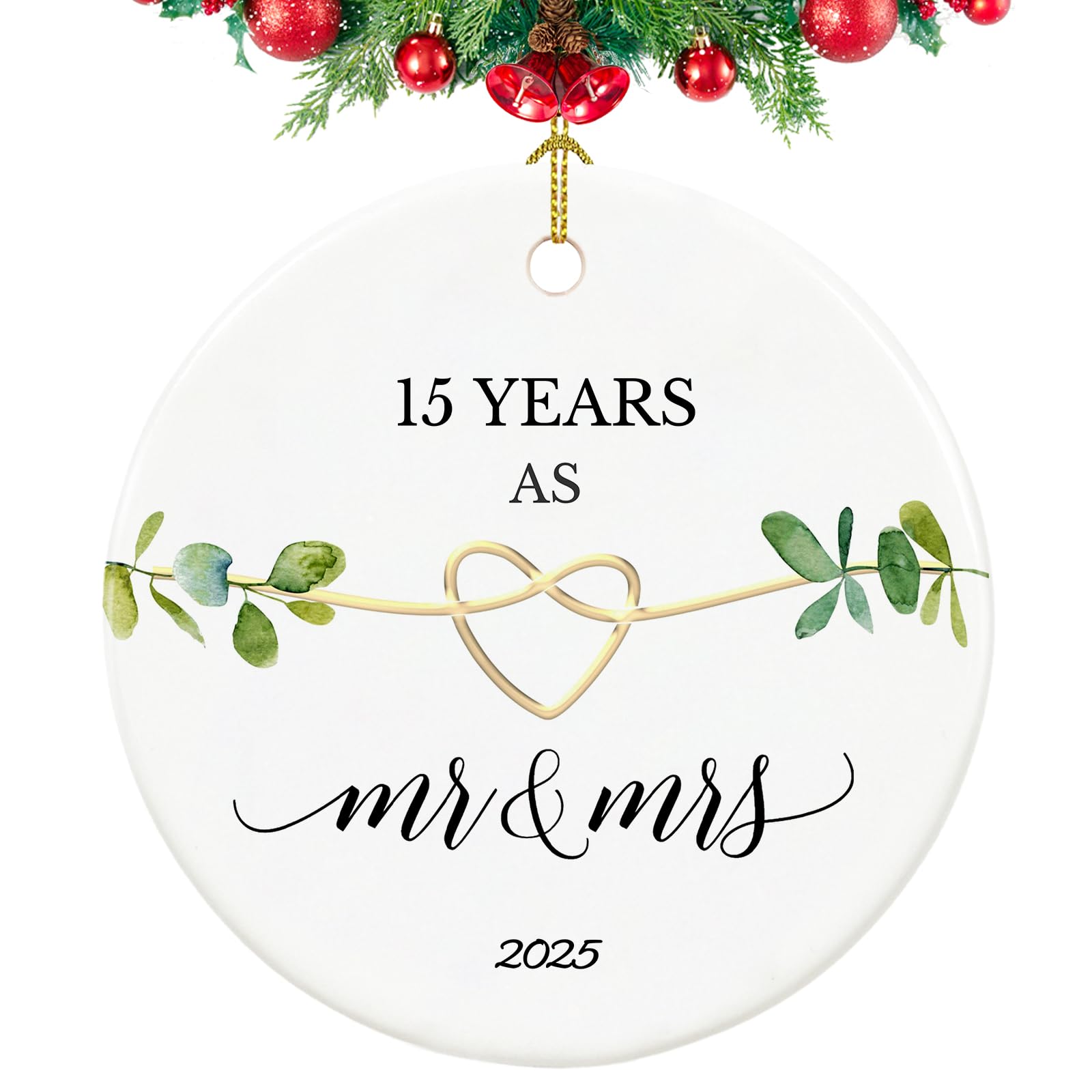 15th Wedding Anniversary Ornament - 2.9