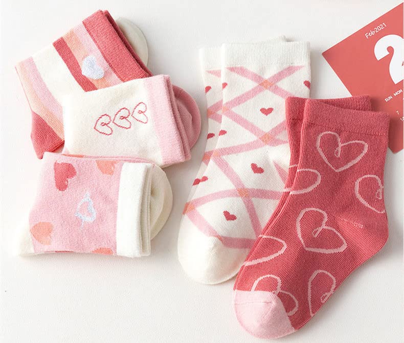 Toptim Kids Girls' Crew Socks - Cute Casual Cotton Socks for School & Play (3-12 Years) - Perfect for Everyday Wear, Dress Up & Sports Activities