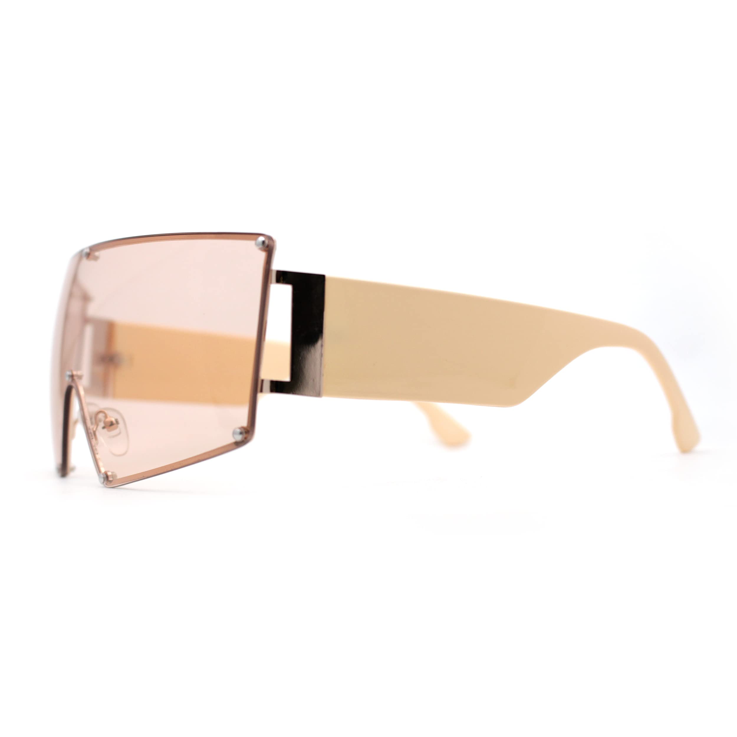 Luxury Oversized Square Shield Rimless Polarized Sunglasses for Women & Men - UV Protection, Fashionable for Driving, Beach, and Outdoor Activities