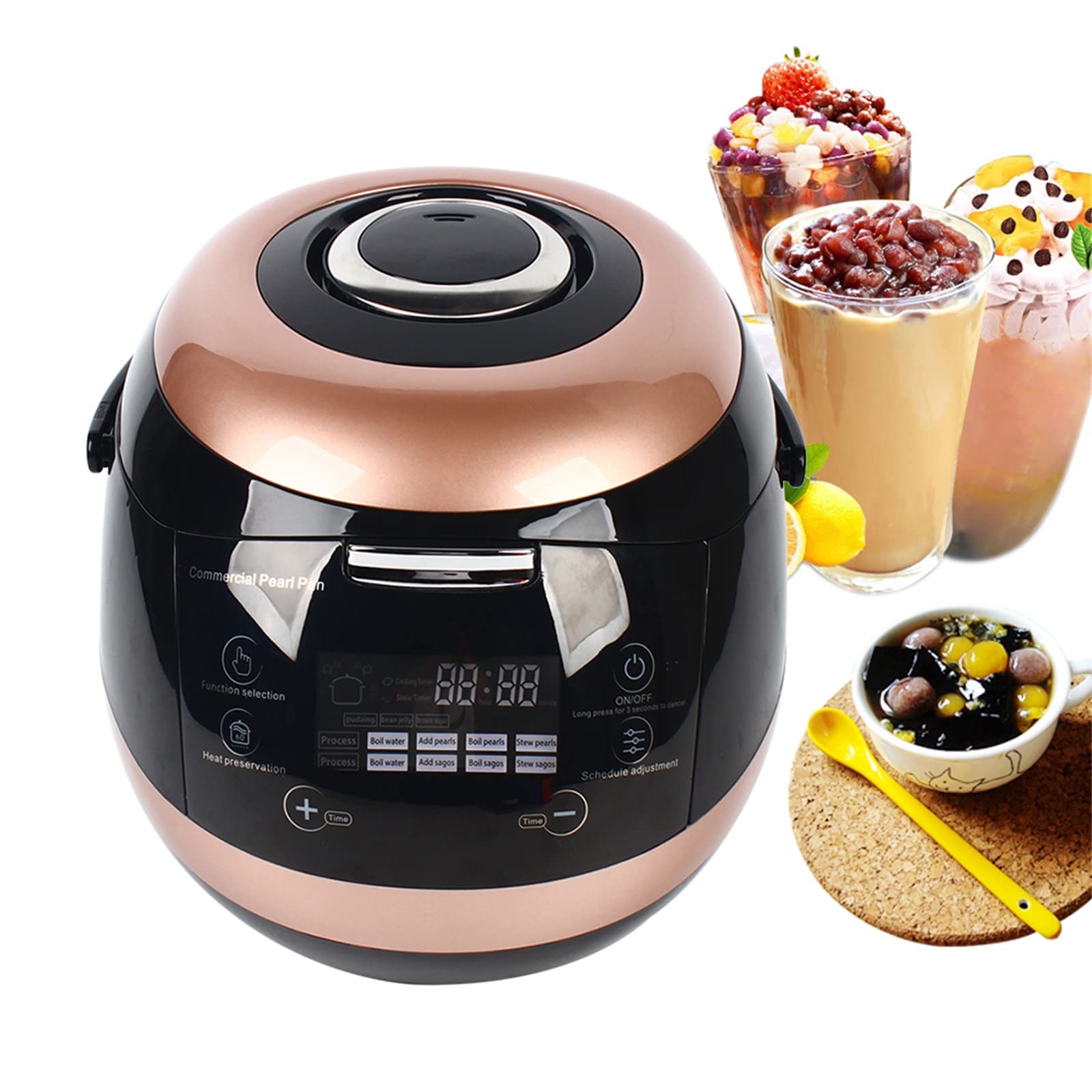 Commercial Fully Automatic Pearl Pot Black Tapioca Cooker 5L - Touchscreen 110V Electric Boba Maker for Bubble Tea, Milk Tea & Dessert Shops - Perfect for Tea Cafes, Home Use & Small Business