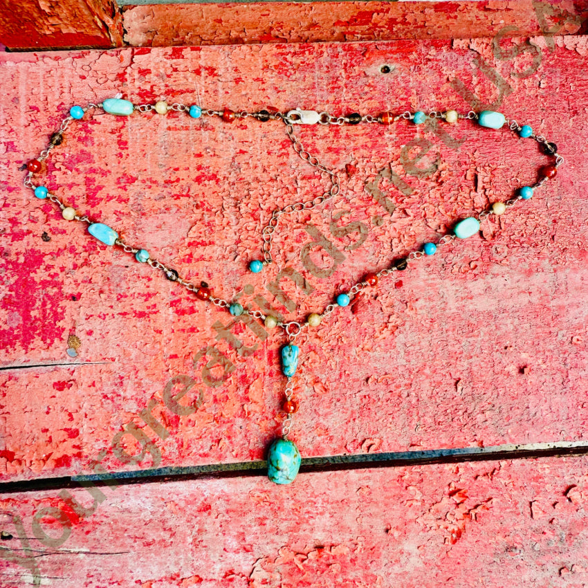 925 Sterling Silver Turquoise Gemstone Y Necklace for Women | Elegant Boho Jewelry Gift for Her | Perfect for Parties, Weddings & Everyday Wear