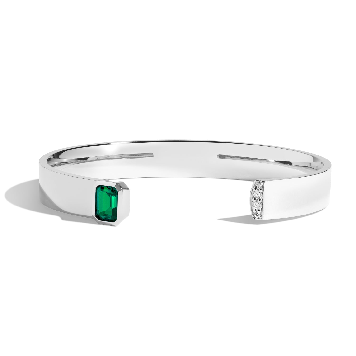 Emerald Cut Cuff Bracelet with Pavé Diamonds - Elegant Jewelry for Women, Perfect for Weddings, Parties & Special Occasions