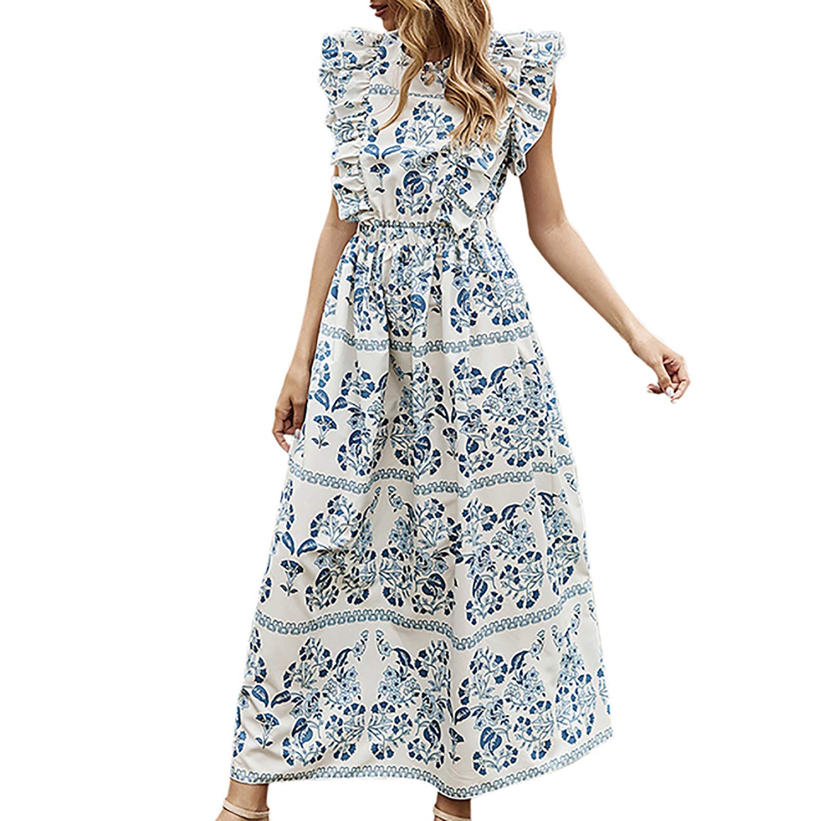 Floral Print V-Neck Short Sleeve Women's Dress - Elegant Draped & Spliced Design for Summer, Party & Casual Wear