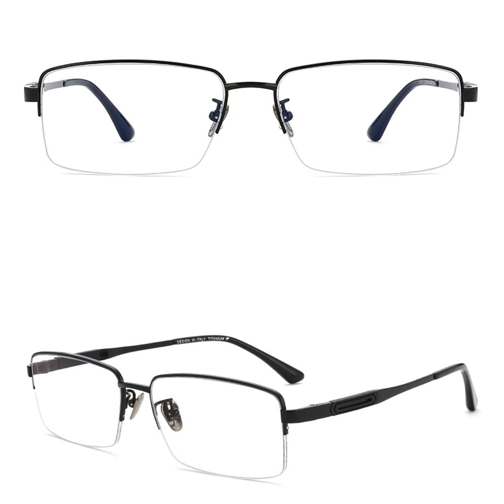 Blue Light Blocking Reading Glasses for Men - Pure Titanium Progressive Multifocus Computer Glasses +1.50 Strength - Anti-Eye Strain for Office Work, Gaming & Screen Time (Black)