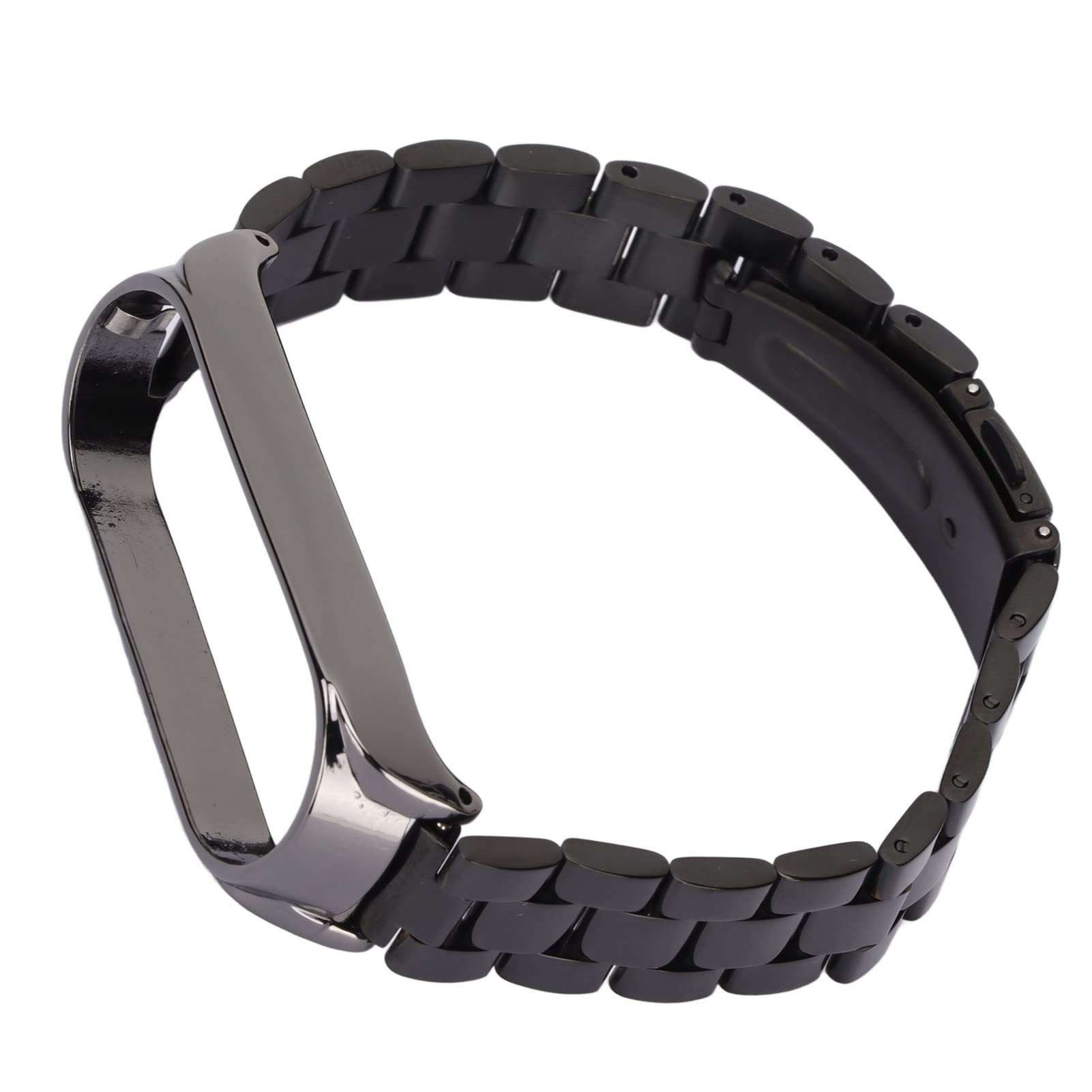 Premium Stainless Steel Smart Watch Bands with Double Folding Buckle - Compatible with Mi Band 6/5 NFC - Durable Replacement Strap for Fitness Tracking & Everyday Wear