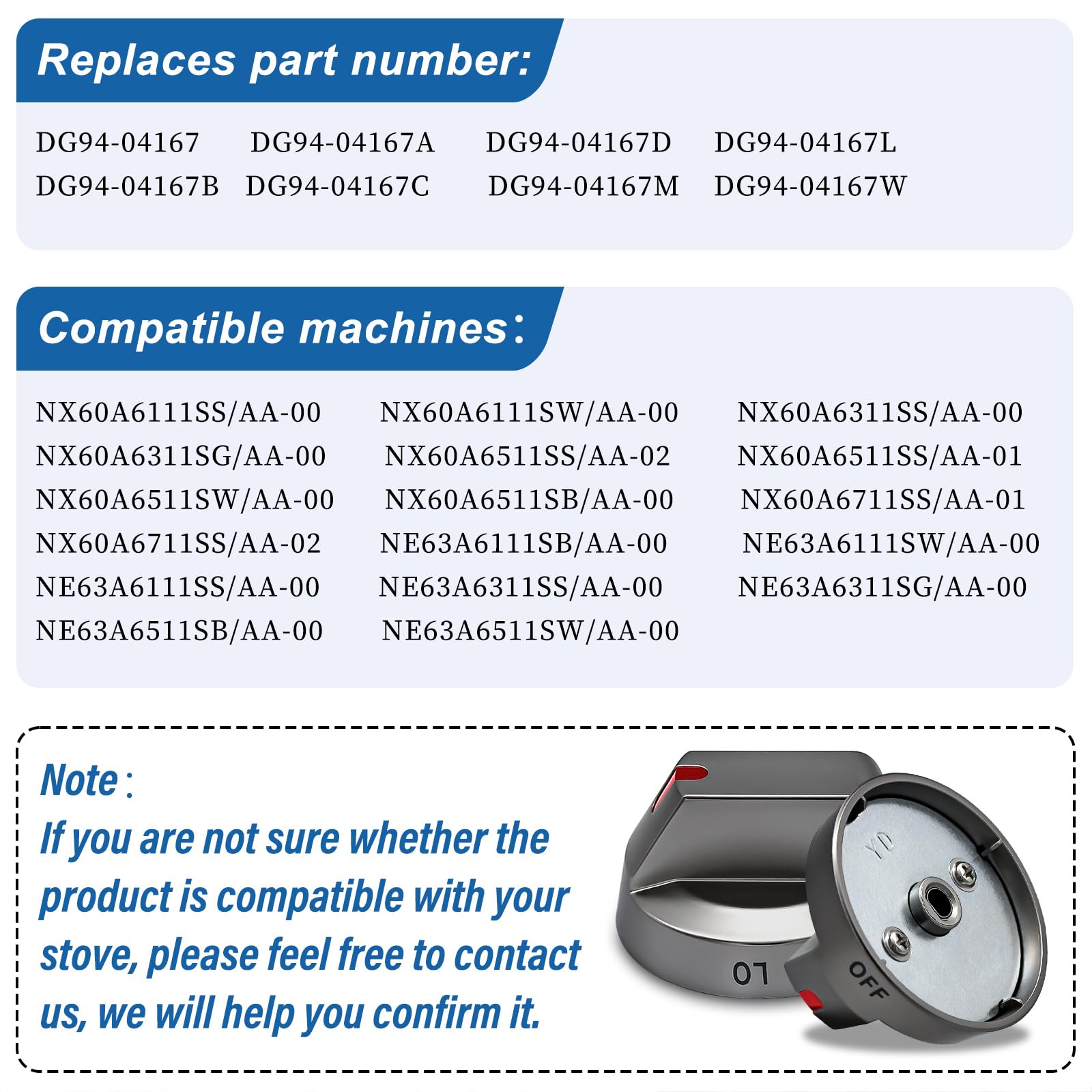 Upgraded DG94-04167 Stainless Steel Gas Stove Knobs Replacement for Samsung Ranges - Compatible with NX60A6111SS/AA, NX60A6311SS/AA, NX60A6511SS/AA, NX60A6711SS/AA - 5-Pack - Perfect for Kitchen Stove Repair & Burner Control Replacement
