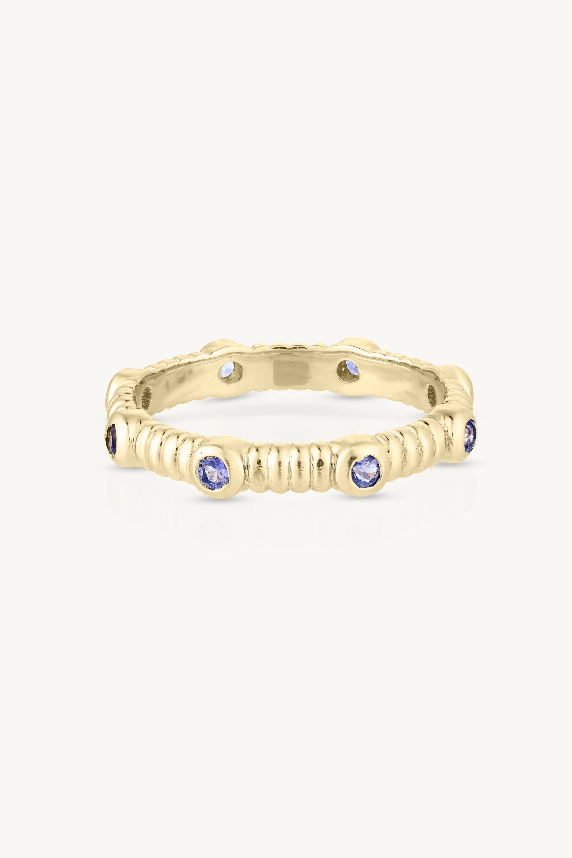 Asymmetric Iolite Gold Stacker Ring for Women - Elegant Stackable Jewelry for Everyday Wear & Special Occasions