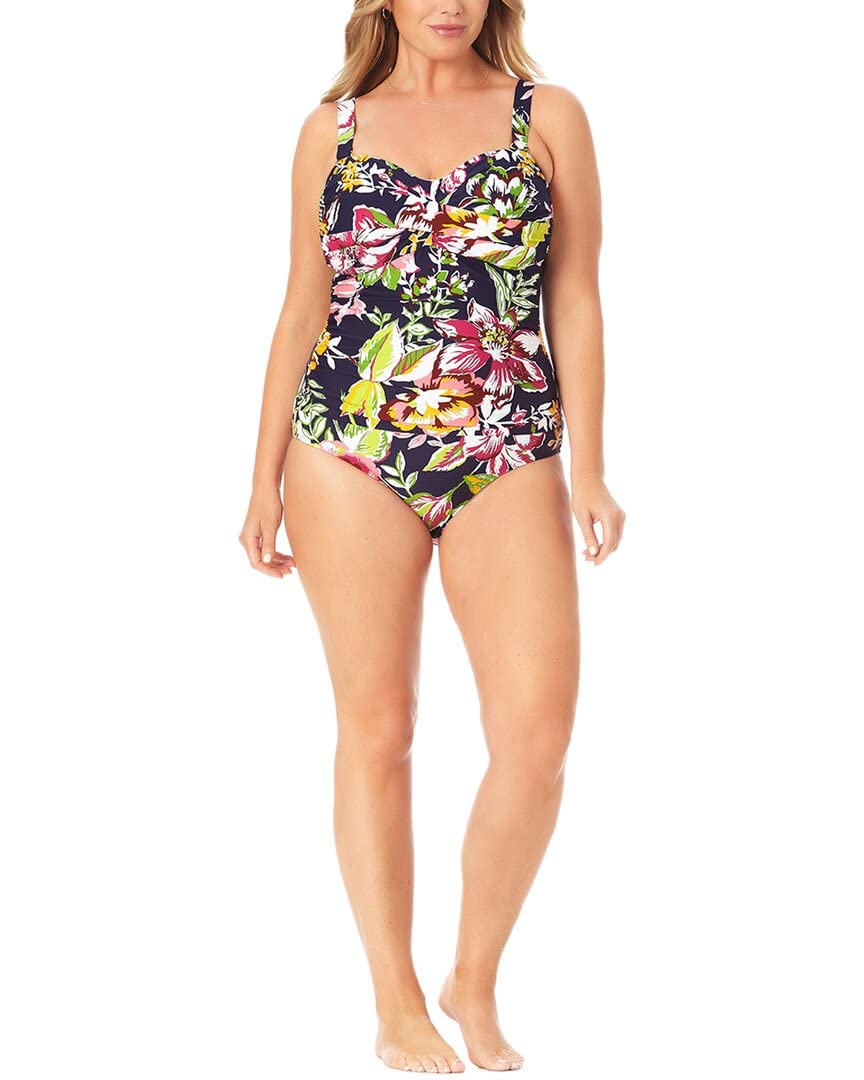Anne Cole Plus Size Liz Twist Strapless One-Piece Swimsuit for Women - Comfortable Strapless Bathing Suit for Beach, Pool & Vacation
