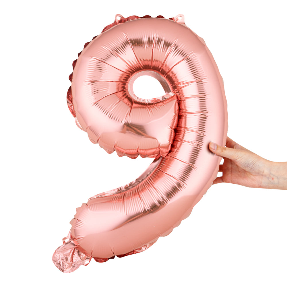 Balloonify Rose Gold Mylar Number 9 Balloon - 16 Inch Birthday Party Decoration (1 Count) - Perfect for Birthdays, Anniversaries & Baby Showers