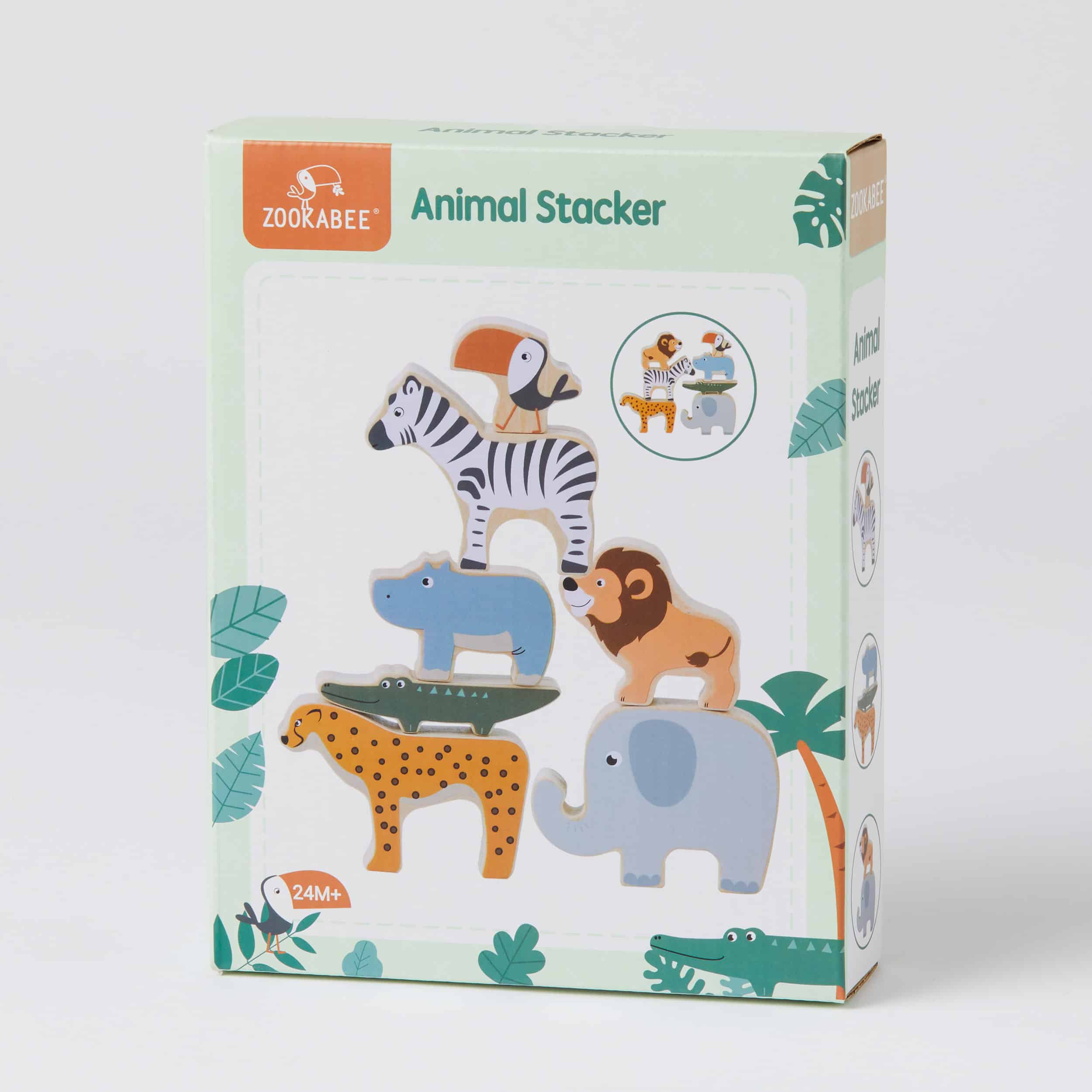 Wooden Jungle Animals Stacking Toys for Toddlers - Montessori Learning & Educational Stacking Blocks - Perfect for Baby Shower Gifts & Early Childhood Development Play