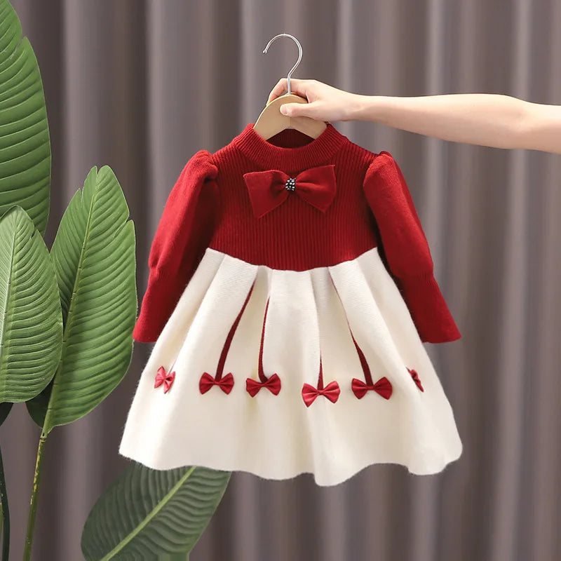 Adorable 2-Piece Christmas Outfit for Girls - Red Knit Sweater & Bunny Skirt Set (Ages 2-7Y) | Perfect for Holiday Parties & Family Photos