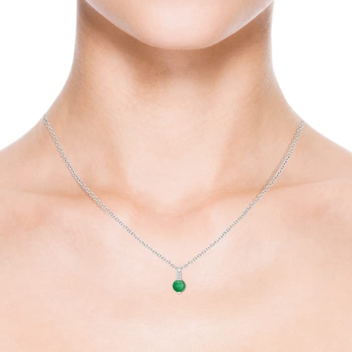 Natural Round Emerald Solitaire Pendant with Diamond Bale in Silver, 14K Gold or Platinum | May Birthstone Jewelry for Birthday, Engagement, Anniversary & Wedding Gifts | Elegant Necklace for Women, Perfect for Everyday Wear, Special Occasions & Romantic Moments