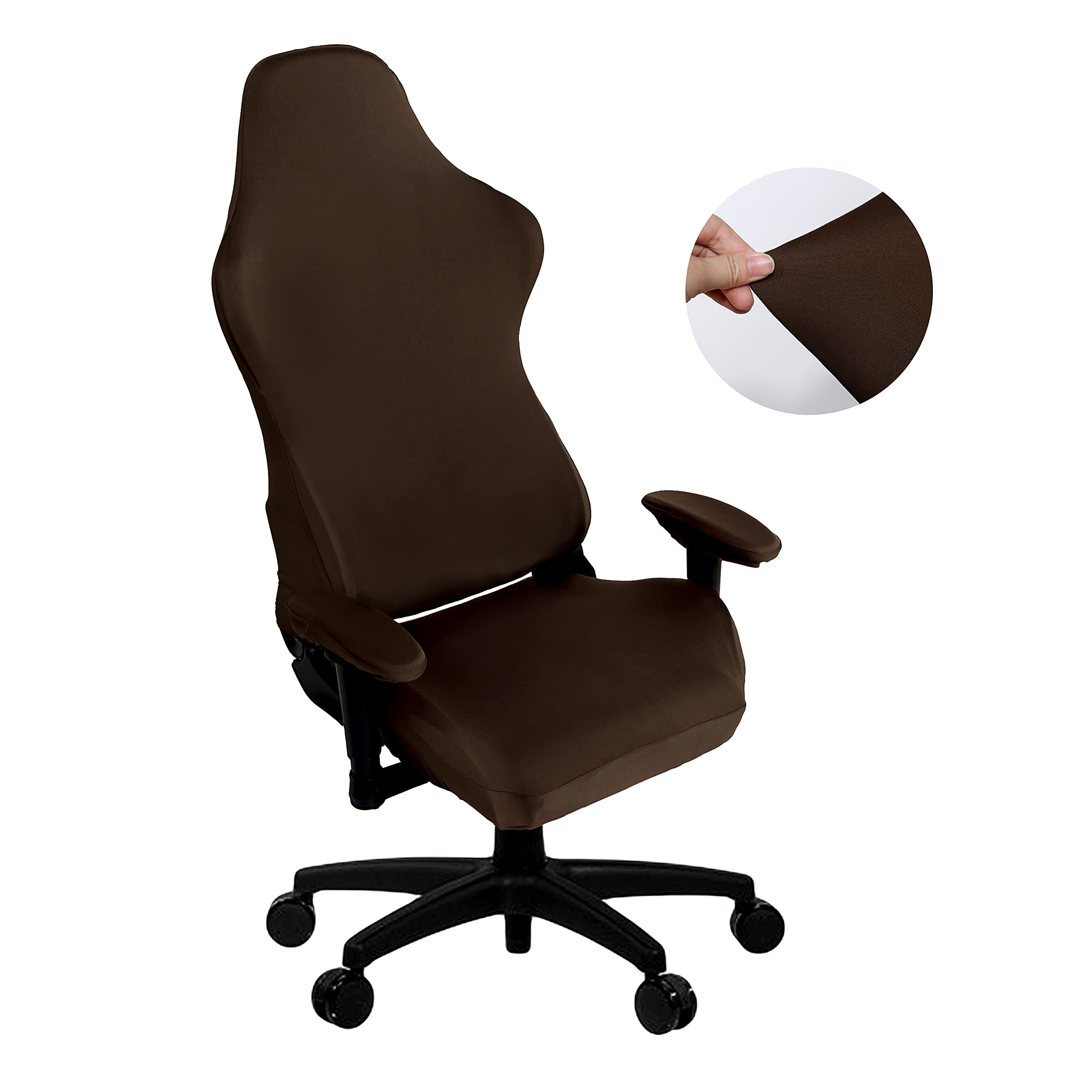 SARAFLORA Stretchable Washable Gaming Chair Cover - Universal Fit for Armchair, Swivel Chair, Office Chair & Computer Boss Chair - X-Large Brown - Perfect for Home Office, Gaming Setup & Workspace Comfort
