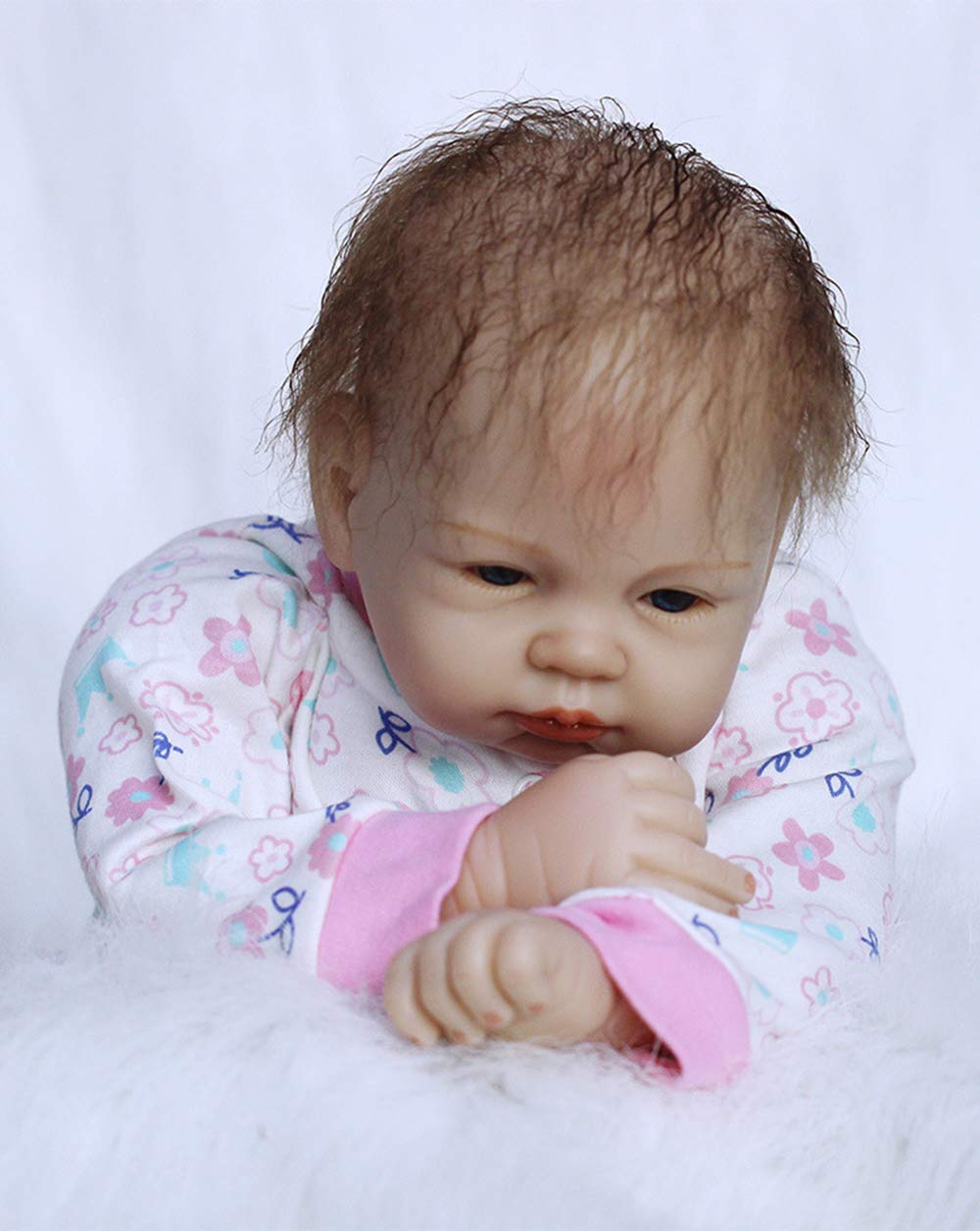 Wamdoll 22 Inch Realistic Reborn Baby Doll - Handmade Lifelike Girl Doll with Soft Vinyl Body & Pink Flower Headband | Perfect for Collectors, Gift Giving, Nursery Decor and Photography Props