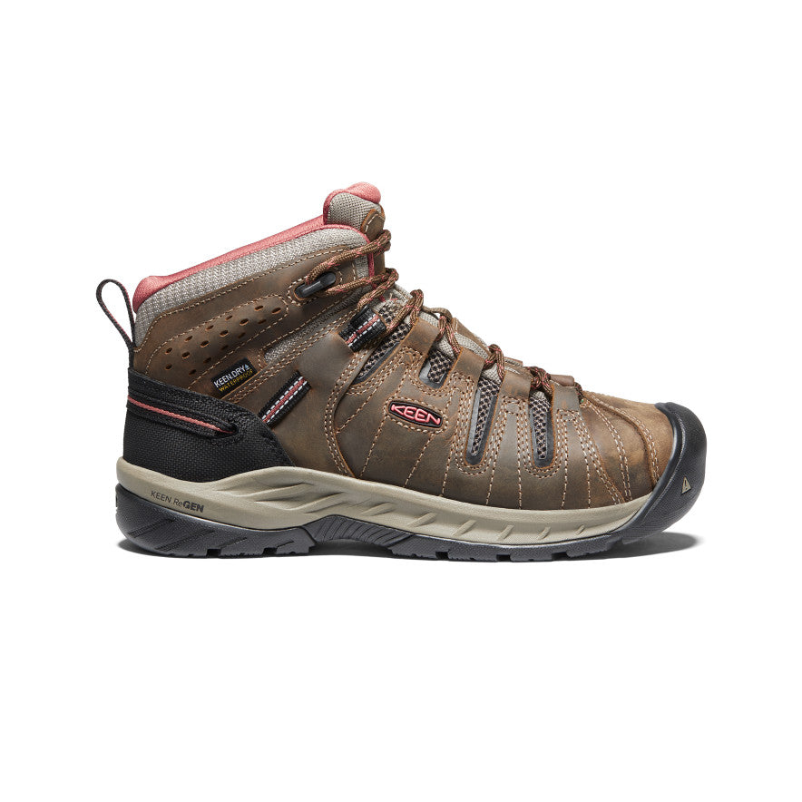 Women's Flint II Waterproof Soft Toe Work Boots - Cascade Brown/Brick Dust | Slip Resistant, Comfortable for Outdoor, Hiking & Construction Work