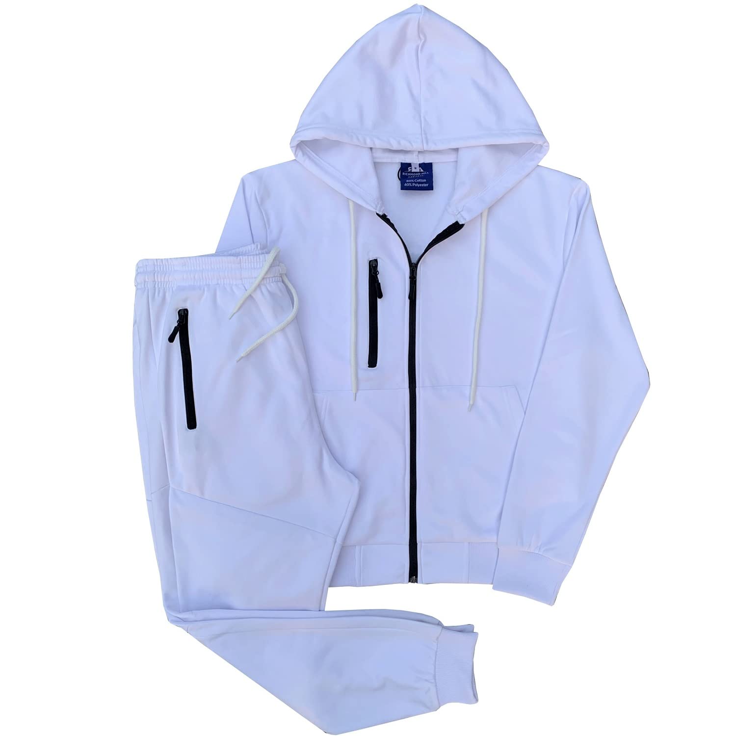 Men's Warm Winter Tech Fleece Jacket & Sweatpants Set - Lightweight Jogging Outfit for Cold Weather Running, Gym & Casual Wear