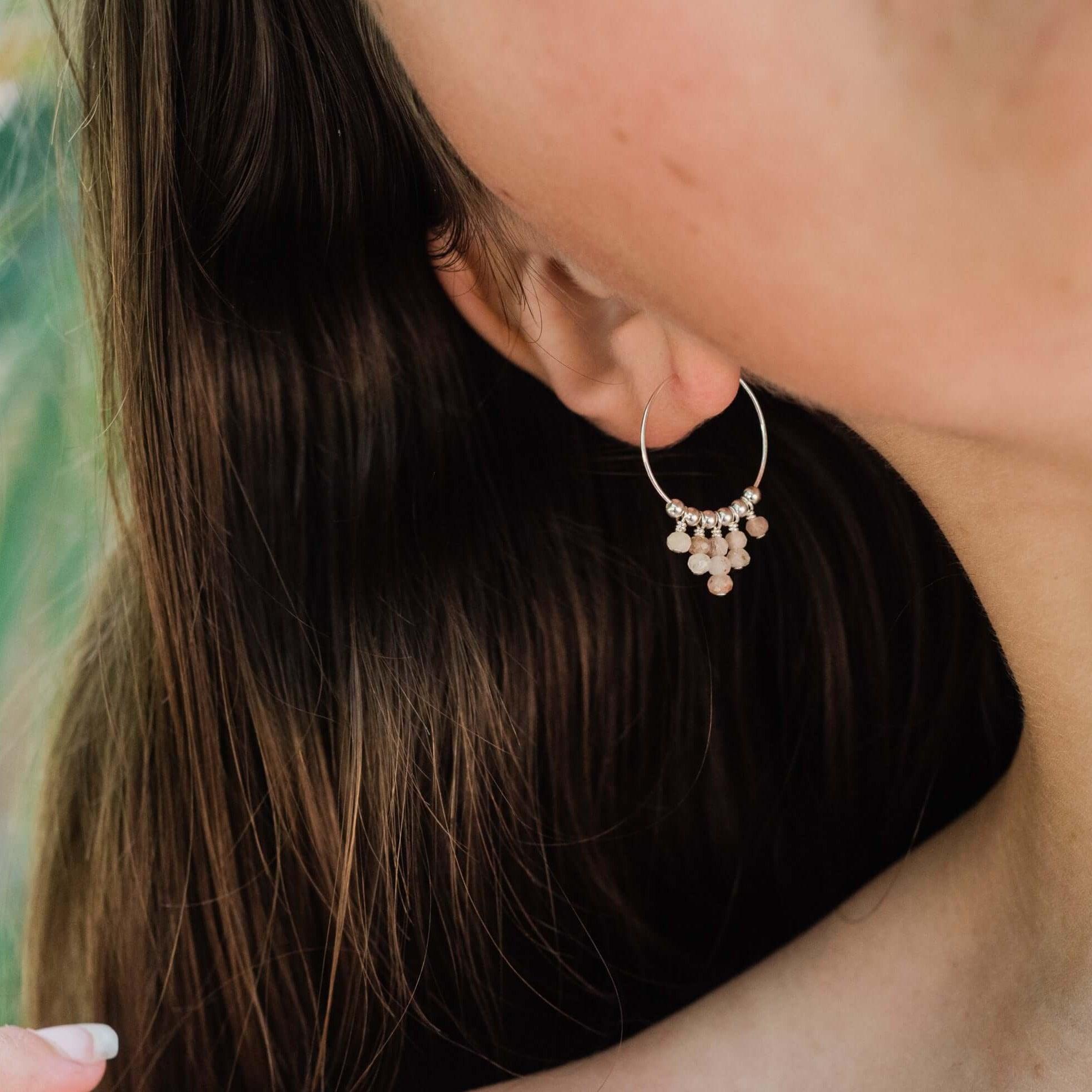 Sunstone Statement Hoop Earrings for Women - Elegant 14K Gold Plated Dangle Earrings | Perfect for Parties, Weddings & Everyday Wear