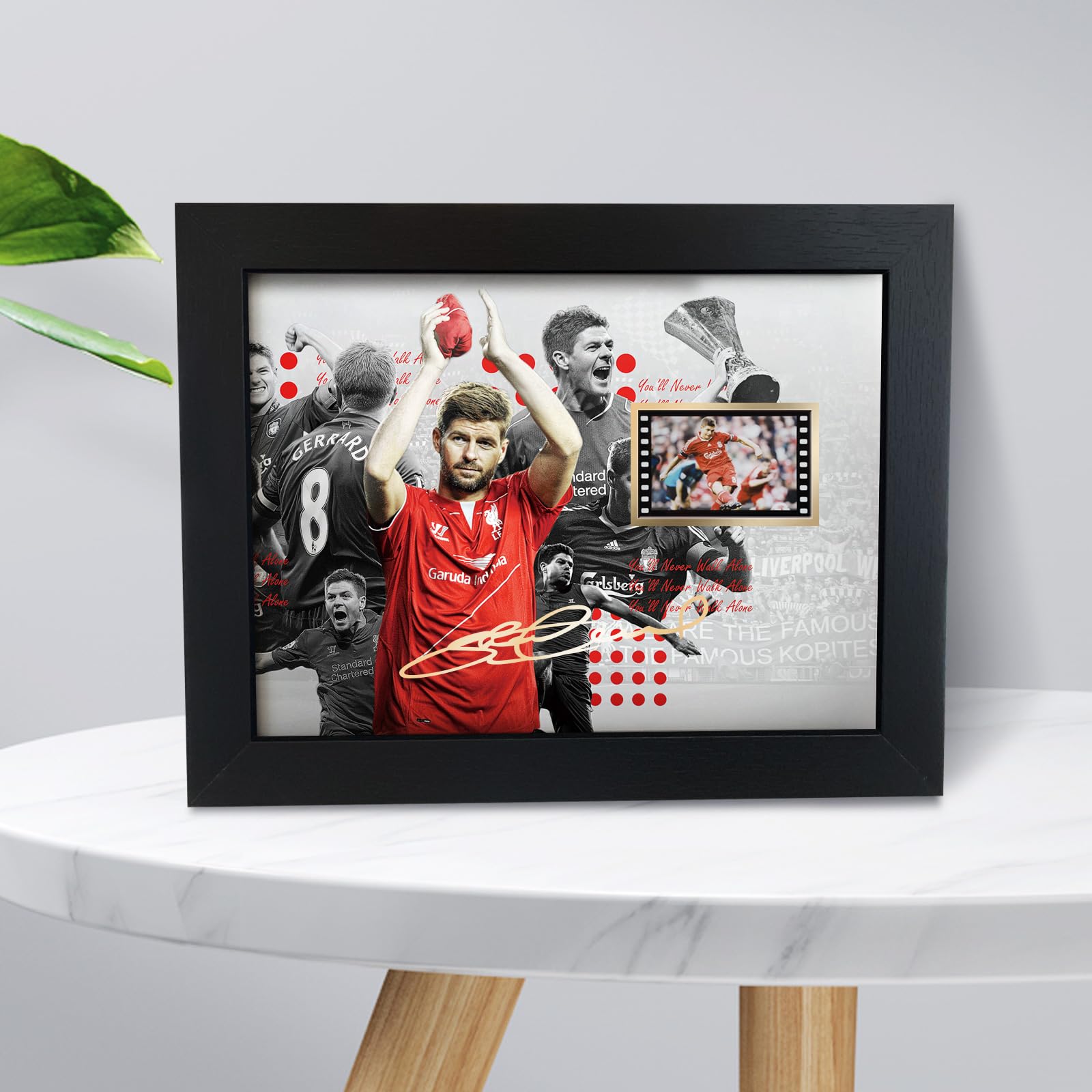 ORIMAMI Signed Steven Gerrard Soccer Poster - Framed 8x6 Inch Photo with 35mm Film Display - Perfect Gift for Liverpool FC Fans - Ideal for Man Cave, Sports Room Decor & Soccer Memorabilia Collection