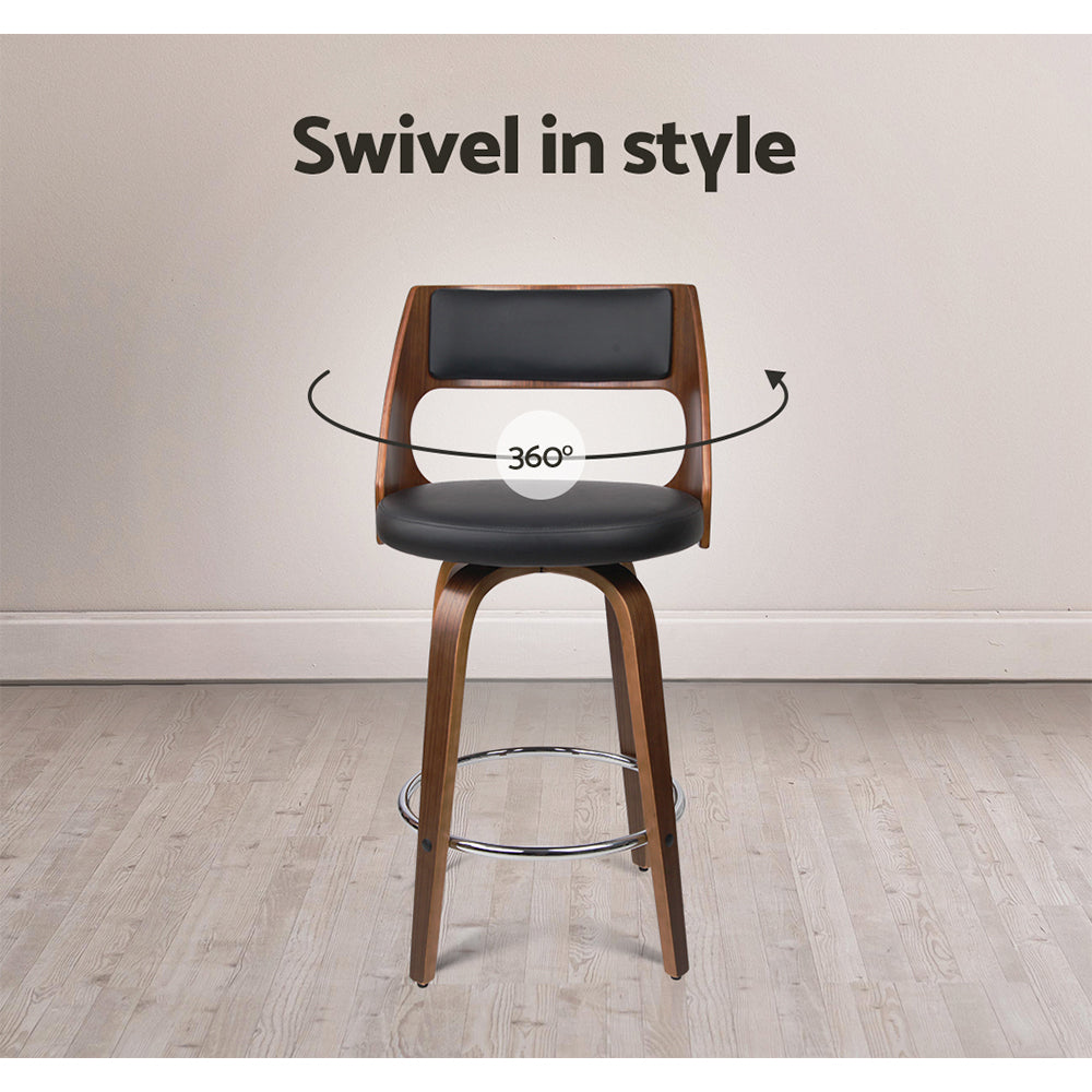 2 Pack Swivel Bar Stools with Leather Upholstery - 30 Inch Height Counter Stools for Kitchen Island, Breakfast Bar & Home Decor