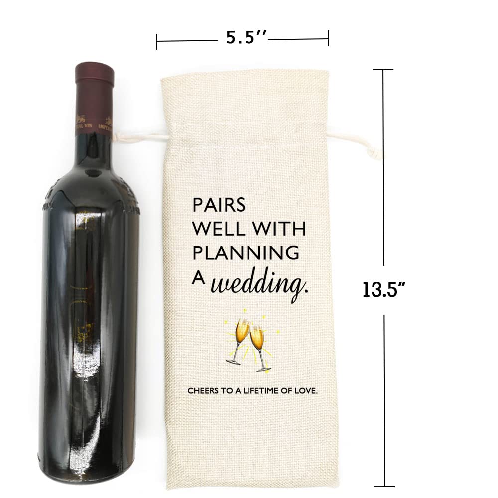 Elegant Burlap Reusable Wine Bags - Perfect Engagement Gifts for Couples, Wedding Planning & Bridal Shower Presents | Great for Wedding Celebrations, Anniversaries & Romantic Date Nights