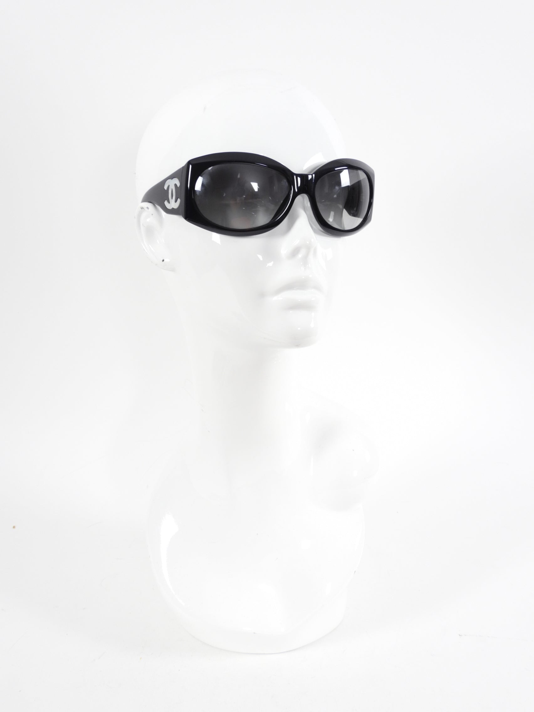 Chanel Black Wrap Sunglasses with Mother of Pearl - Luxury UV Protection for Women - Perfect for Beach, Driving & Outdoor Activities