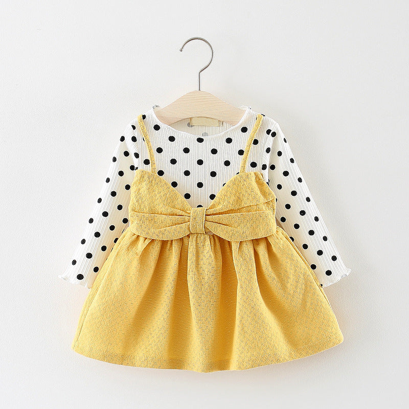 Adorable Baby Girl's Polka Dot Long Sleeve Bow Princess Dress - Perfect for Birthday Parties, Photo Shoots & Special Occasions