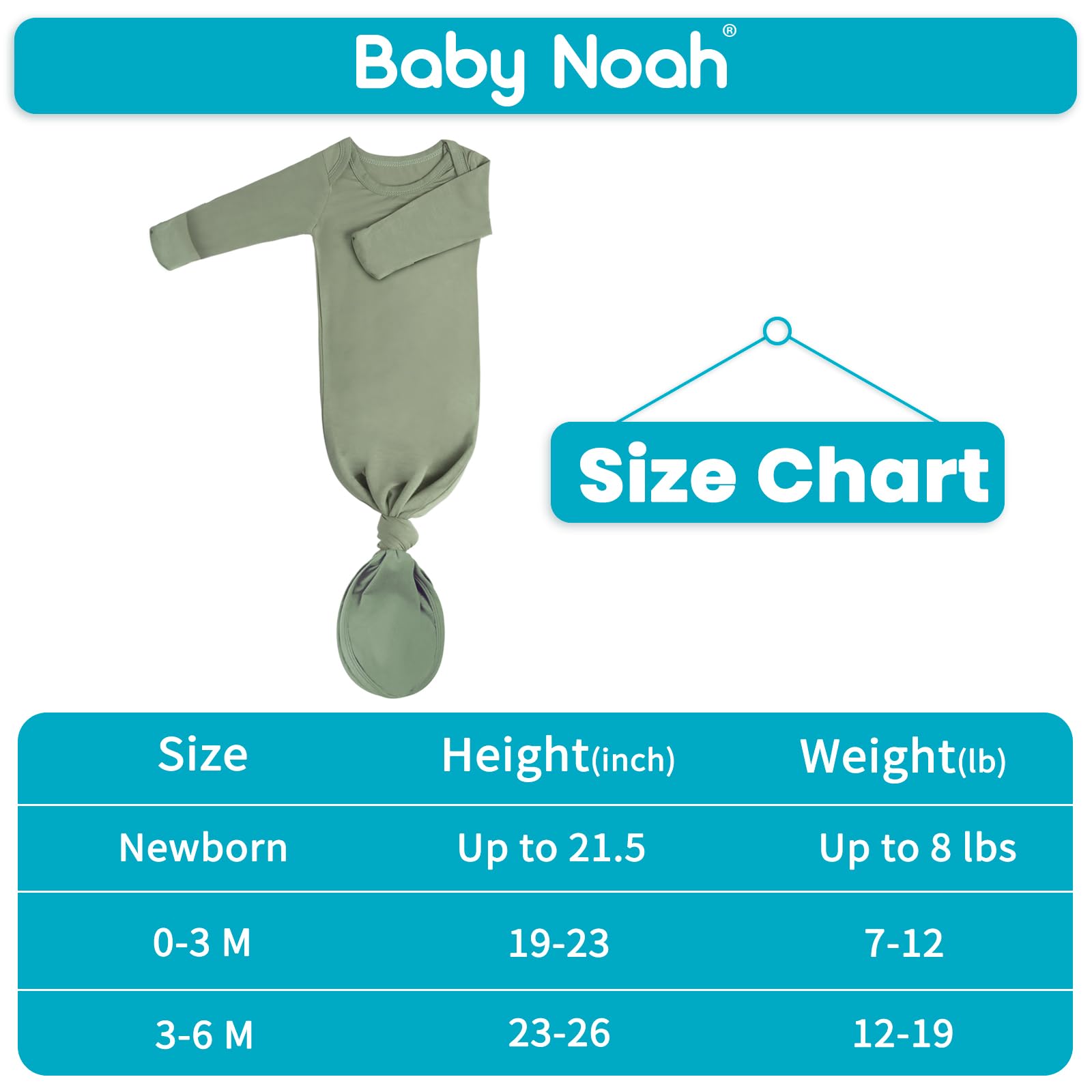 Soft Baby Knotted Gown Set with Mittens & Hat - Newborn Long Sleeve Sleeper for Cozy Nights