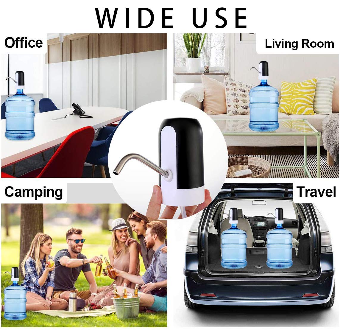 5 Gallon Water Dispenser with USB Pump - Reusable for Home & Office