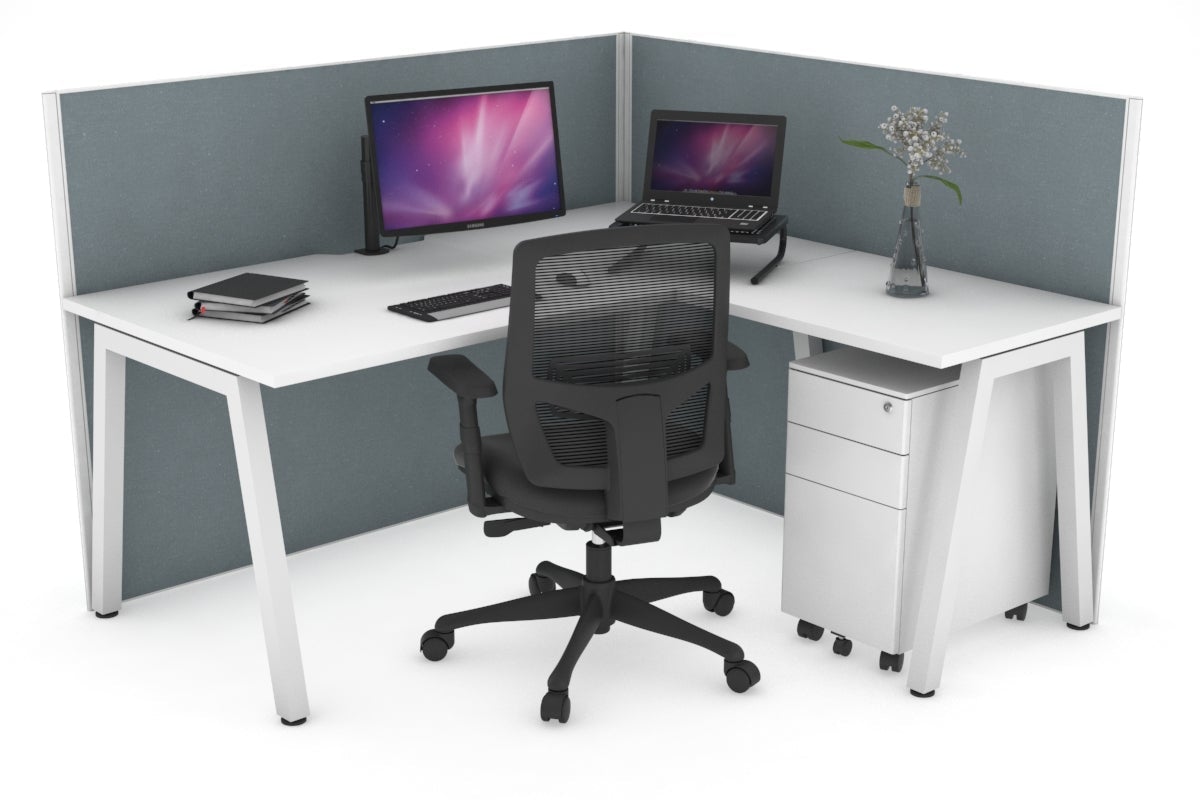 Horizon Quadro A Legs L-Shaped Corner Office Desk - 1800L x 1800W with Cable Management | Modern Home Office & Gaming Desk for Small Spaces