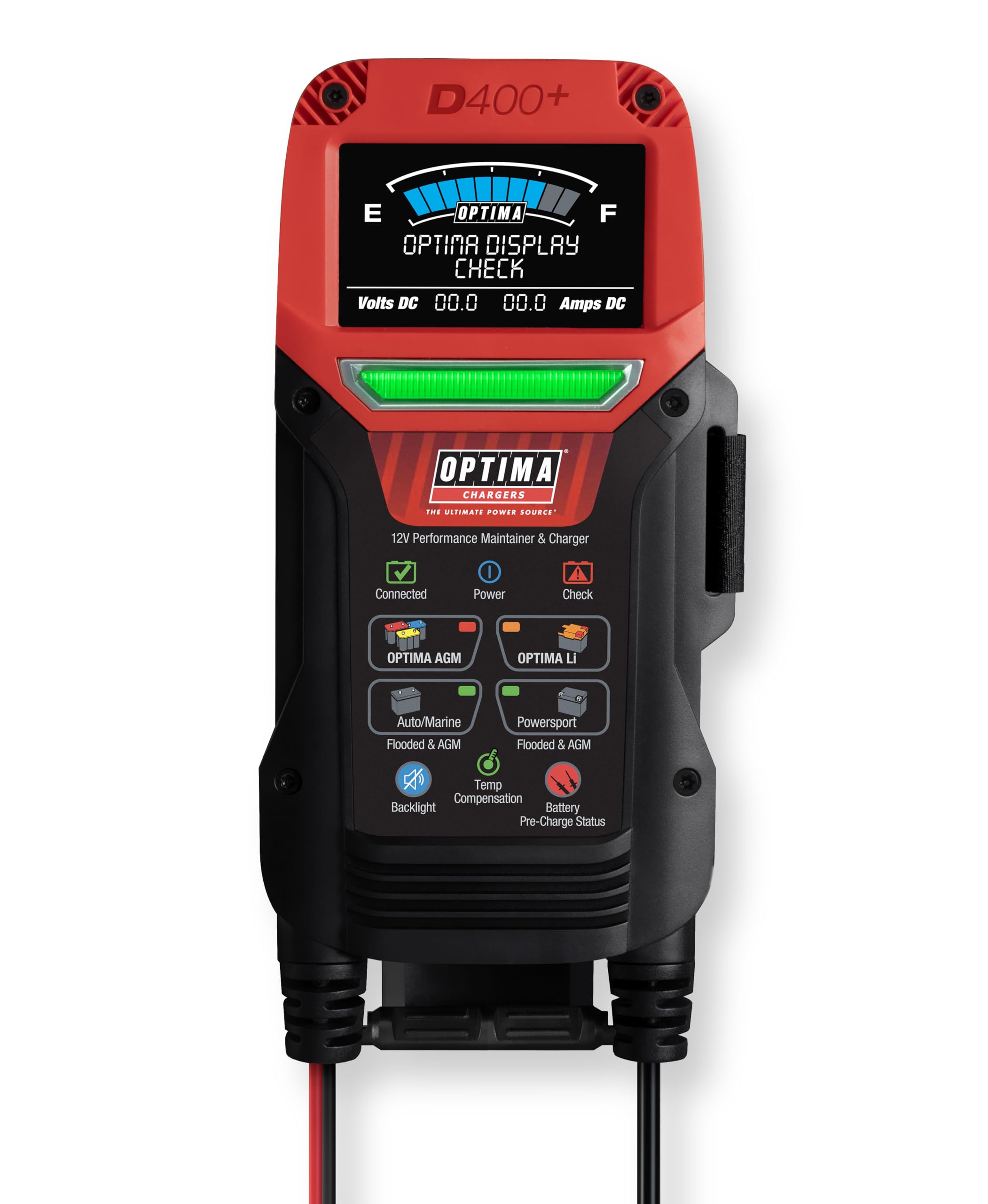 OPTIMA Batteries Digital 400+ 12V Battery Maintainer & Charger - AGM, Lithium, Automotive, Marine, Powersport - Car, Boat, Motorcycle, RV Battery Care & Maintenance