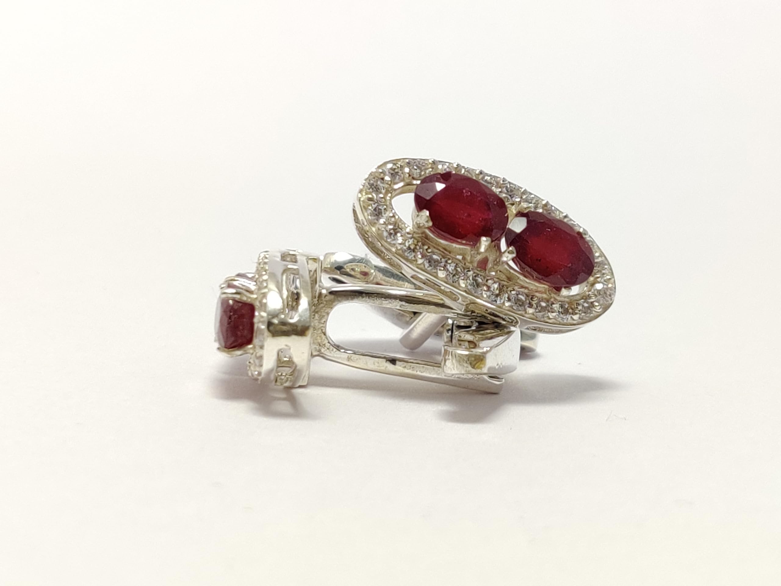 Natural Ruby & Diamond Cufflinks for Men - Sterling Silver Wedding Cufflinks, Groomsmen Gifts, Father's Day Present - Perfect for Formal Events, Business Attire & Special Occasions