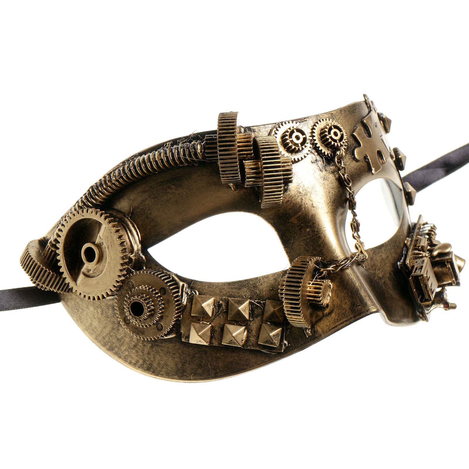 Steampunk Roman Masquerade Half Face Mask - Vintage Gothic Eye Cover for Cosplay, Halloween, and Themed Parties - Perfect for Costume Events, LARP, and Renaissance Fairs