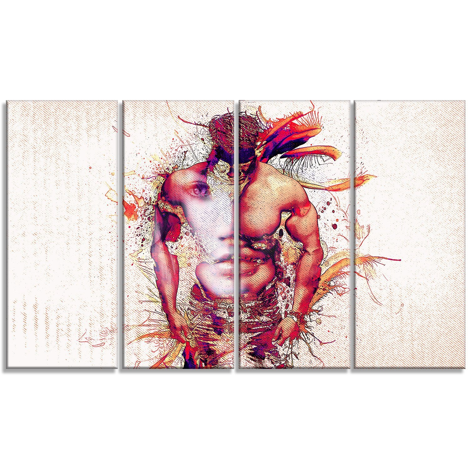 Designart In My Heart Sensual Metal Wall Art - MT2930 - 48x28 Inches - 4 Panel Modern Abstract Wall Decor for Living Room, Bedroom & Office